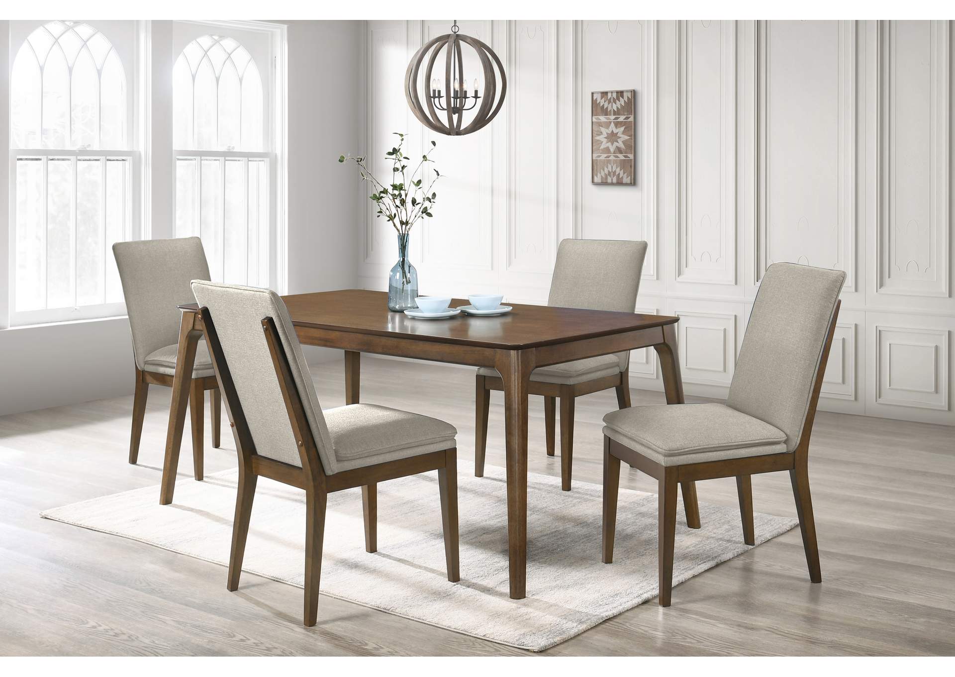 MAGGIE DINING TABLE WITH 4 NATURAL CHAIRS