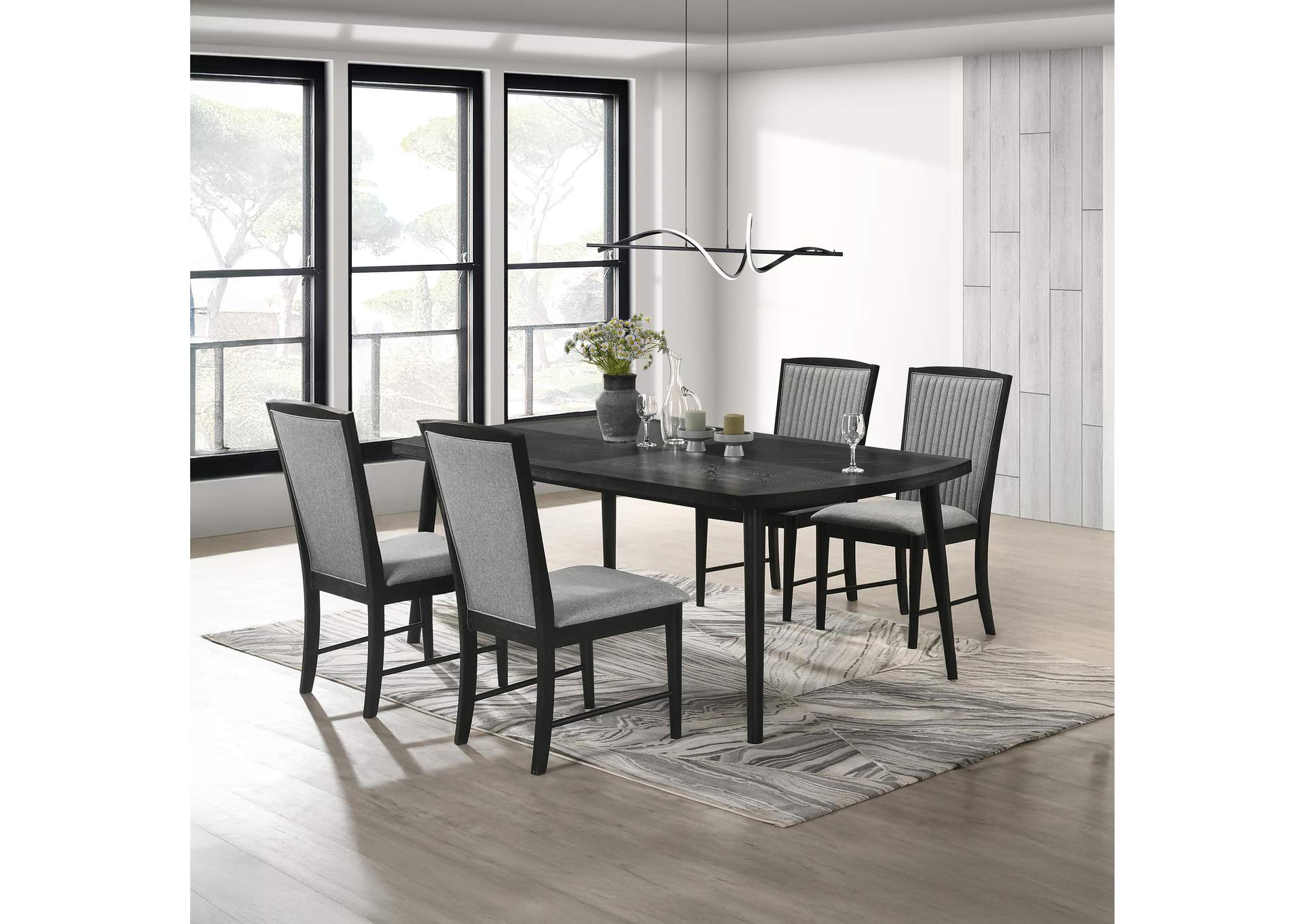 SKYLINE RECTANGLE DINING TABLE WITH 4 CHAIRS image 1