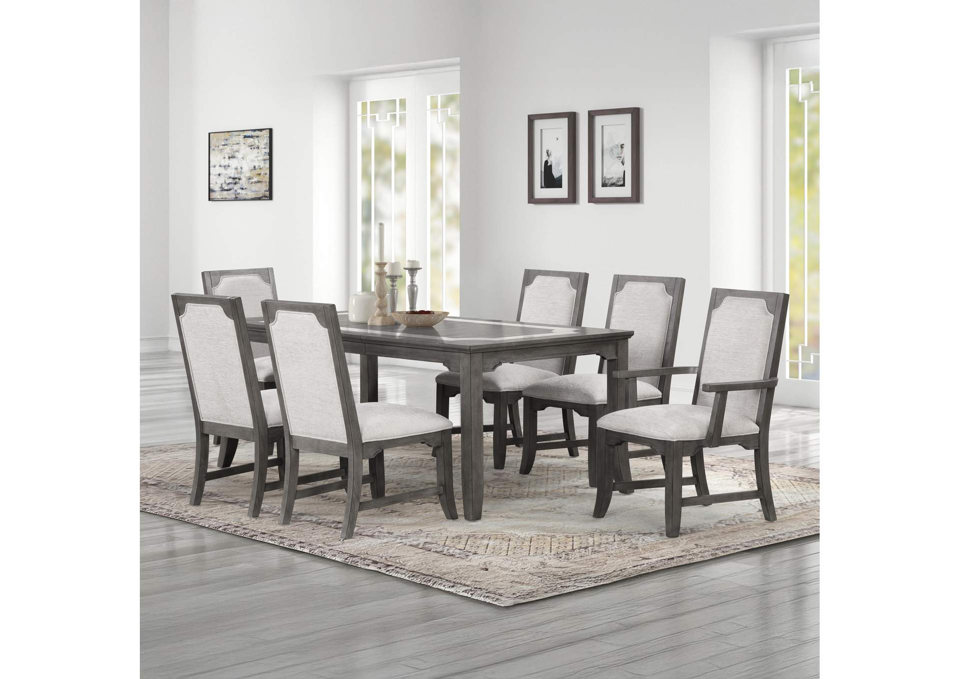 LISBON RECTANGLE DINING TABLE WITH 4 CHAIRS AND 2 ARMS CHAIRS image 1