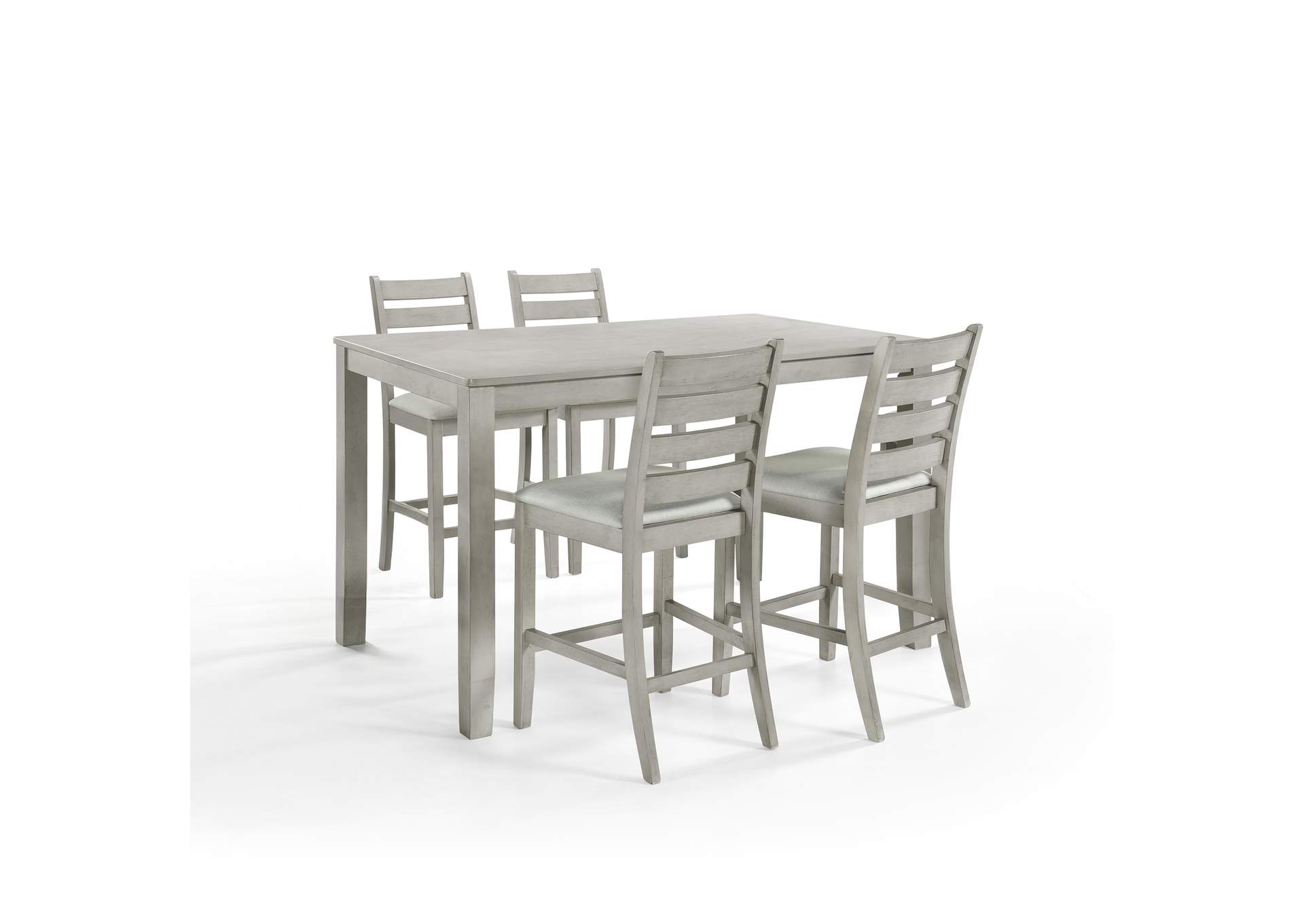 PASCAL COUNTER DINING TABLE AND 4 CHAIRS - DRIFTWOOD