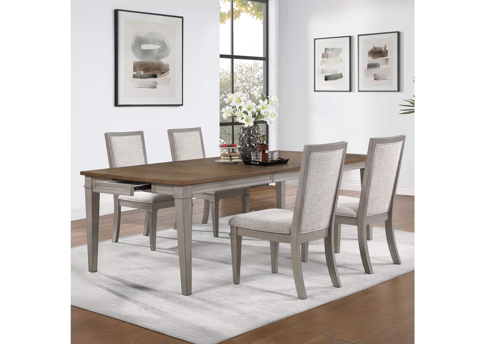 MARIANA RECTANGLE TABLE WITH 4 CHAIRS - CREAMÈME image 1