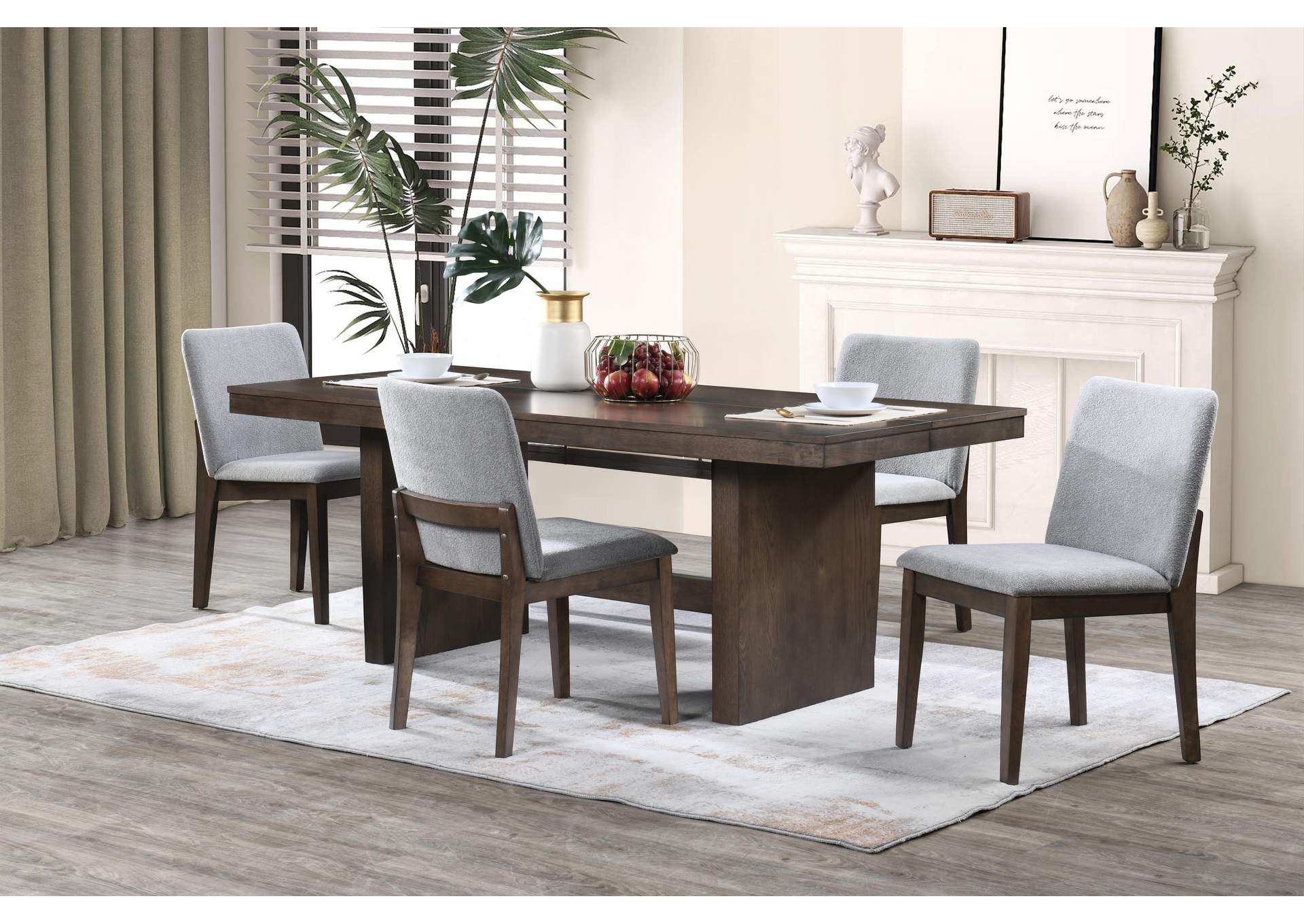 KODY 79" RECTANGLE FIXED - TOP DINING TABLE WITH 4 STONE CHEST - GRAY image 1