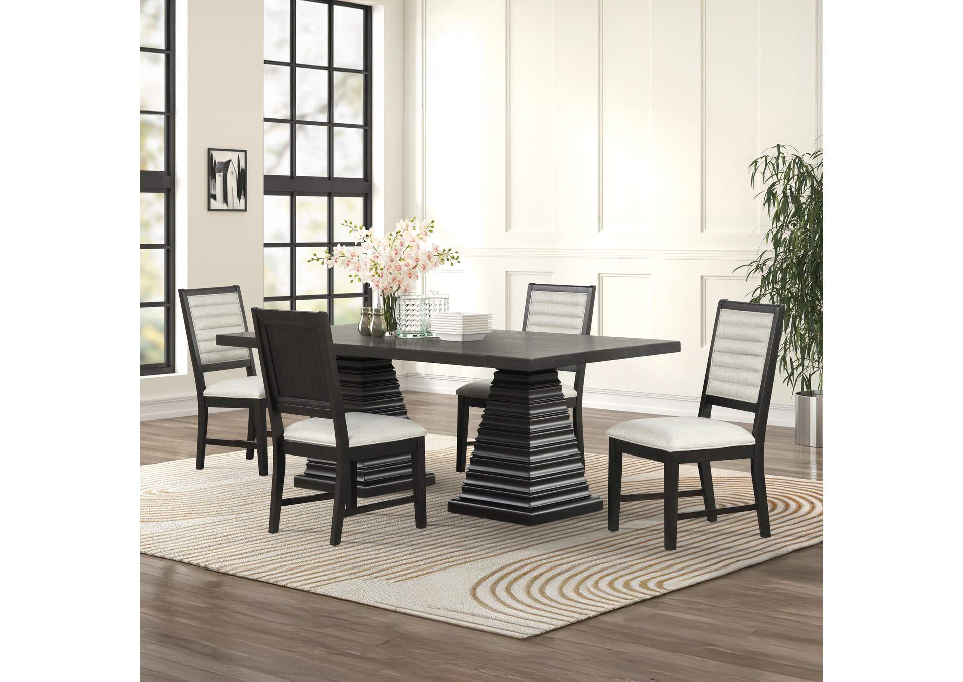 PLATEAU 78" RECTANGLE DINING TABLE AND 4 CHAIRS image 1