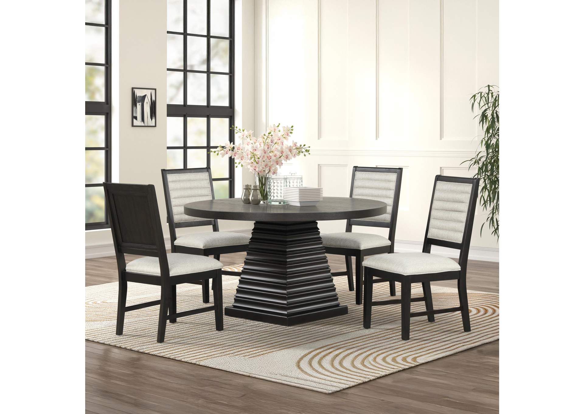 PLATEAU 54" ROUND DINING TABLE AND 4 CHAIRS image 1