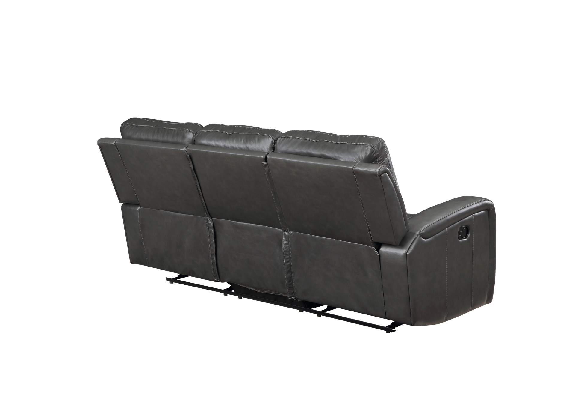 Linton Leather Sofa With Dual Recliner - Gray