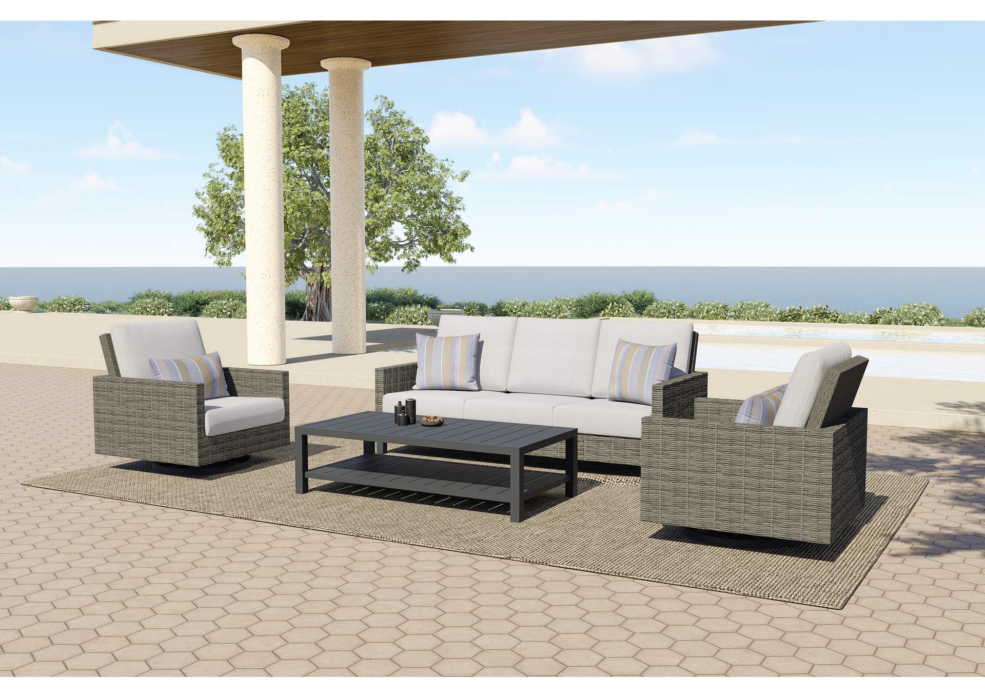 BUNGALOW PATIO SWIVEL CLUB CHAIR WITH ACCENT PILLOW - 2 PER CARTO image 8