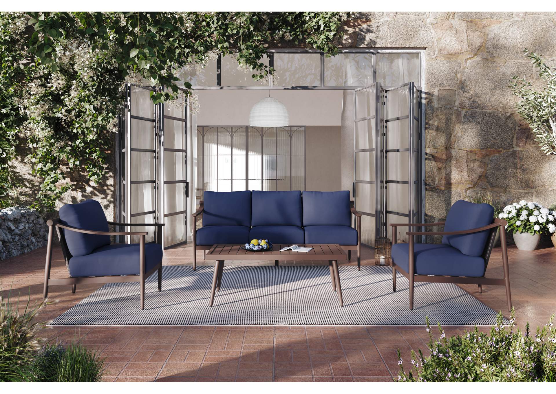 MOANA 4 PIECE SET - SOFA, 2 CLUB CHAIRS, COFFEE TABLE - BLUE image 10