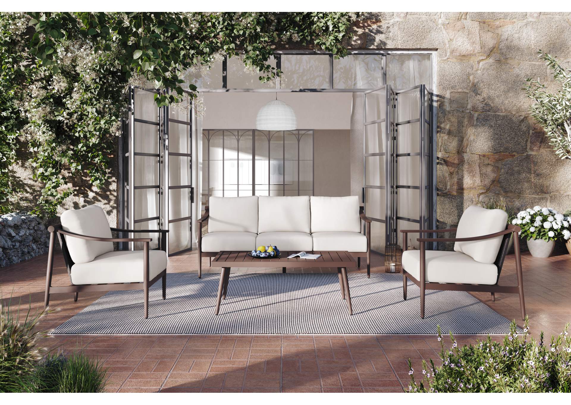 MOANA 4 PIECE SET - SOFA, 2 CLUB CHAIRS, COFFEE TABLE - IVORY image 10