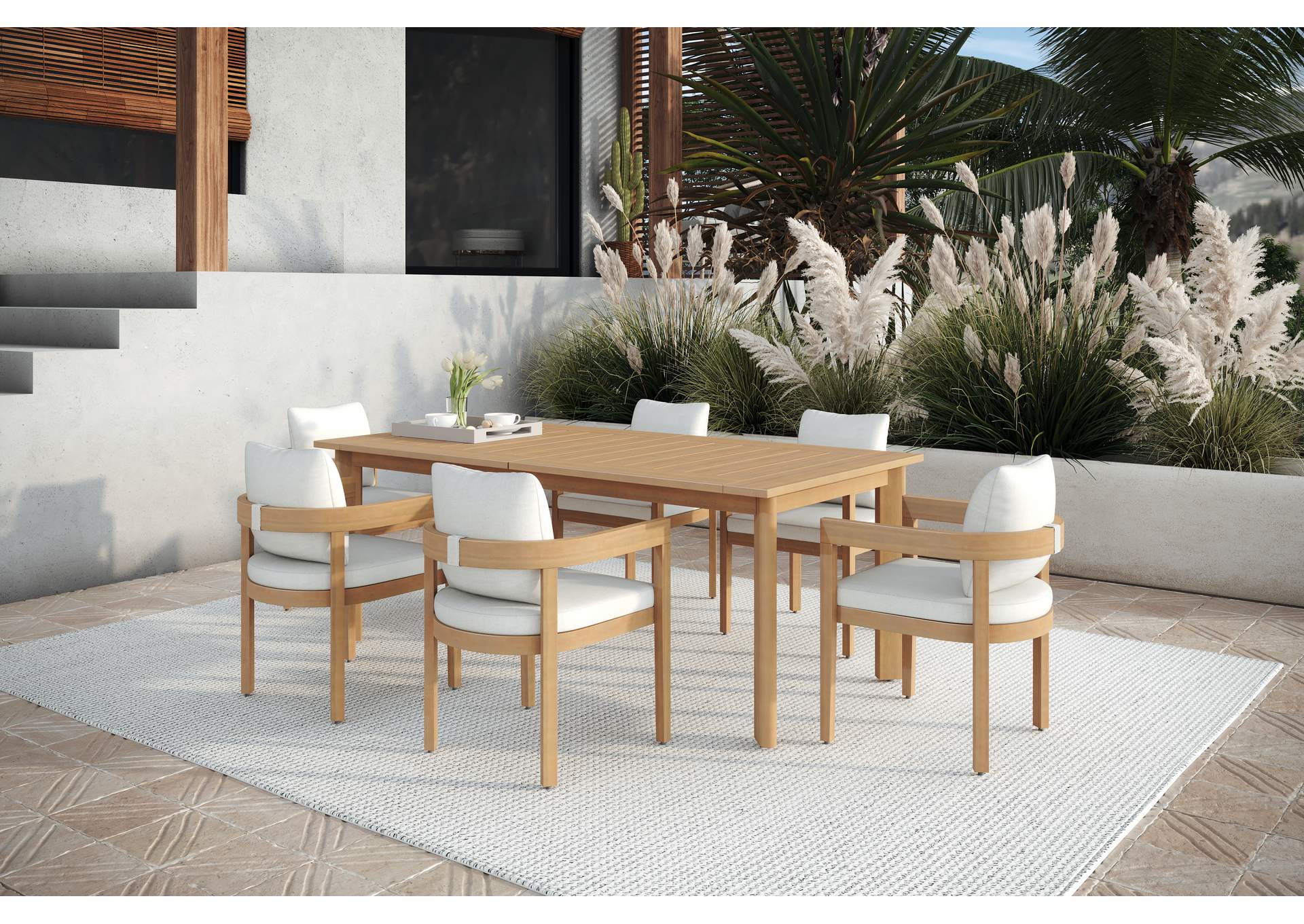 WESLEY PATIO 7 PIECE SET DINING SET - TABLE WITH 6 CHAIRS - WHITE