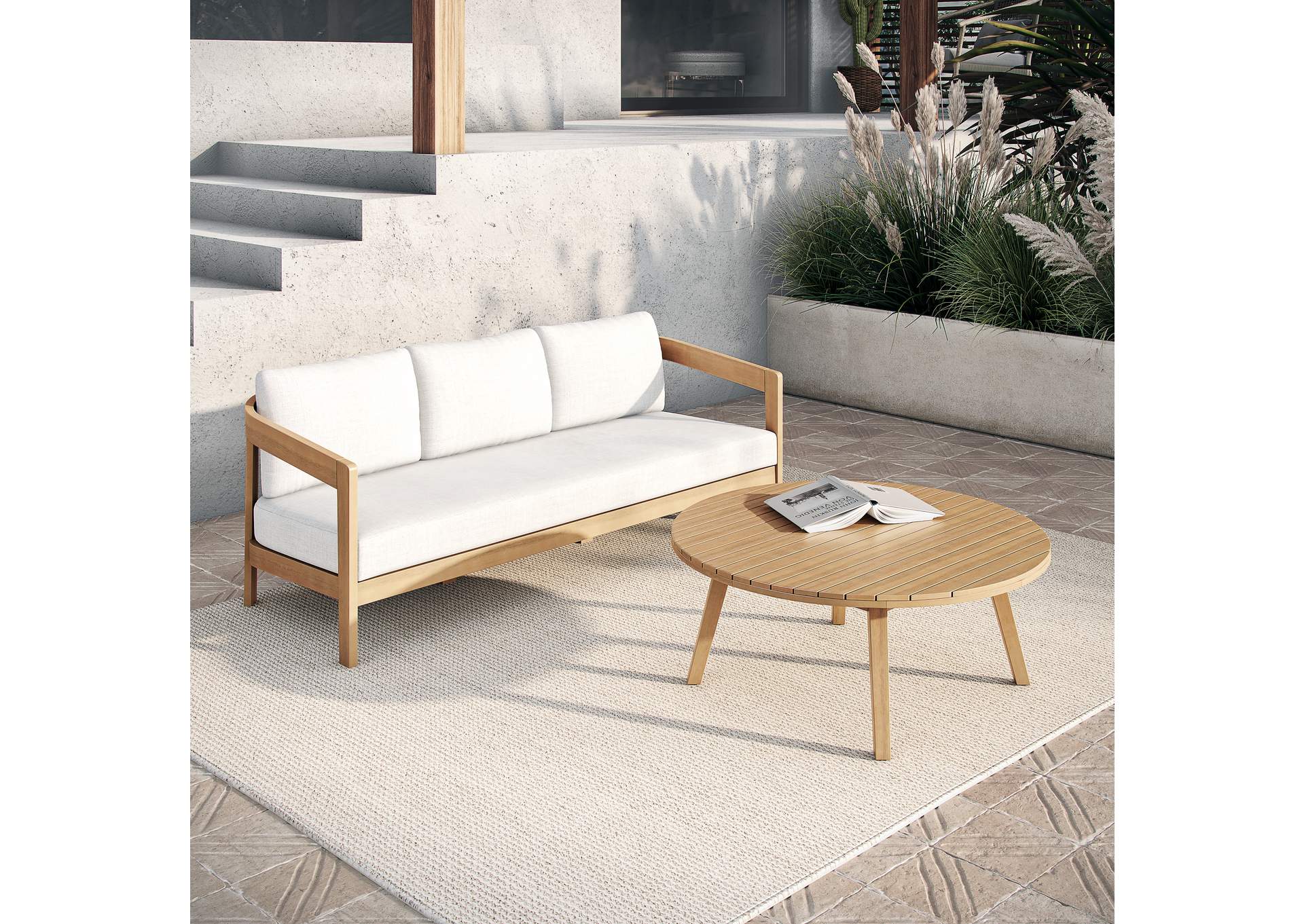 WESLEY OUTDOOR - 2 PIECE SET - SOFA, COFFEE TABLE - WHITE image 1