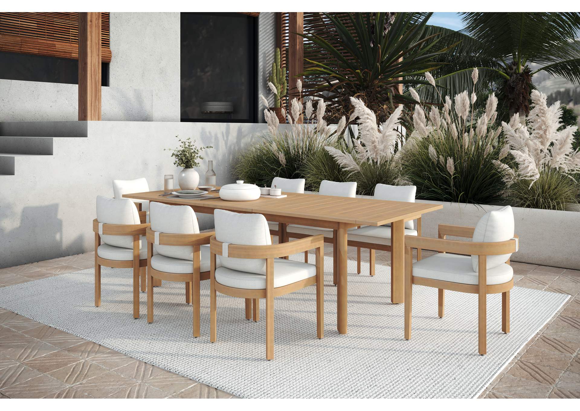 WESLEY PATIO DINING TABLE WITH SELF STORING LEAF image 10