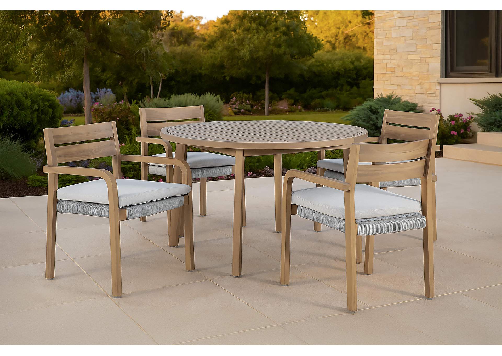 ARDEN ROUND PATIO DINING TABLE - NATURAL image 1