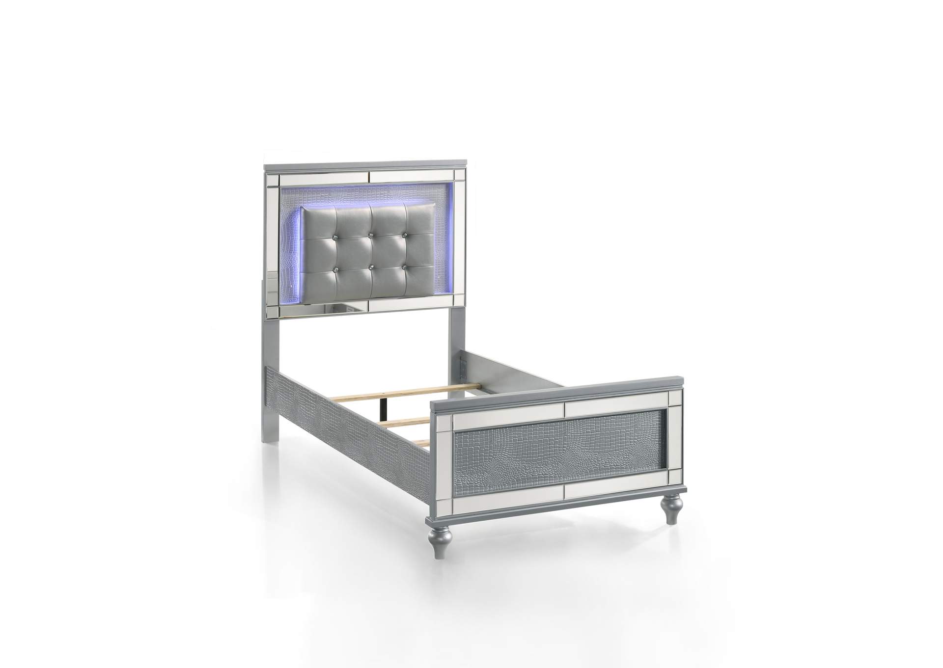 Valentino Twin Bed - Silver