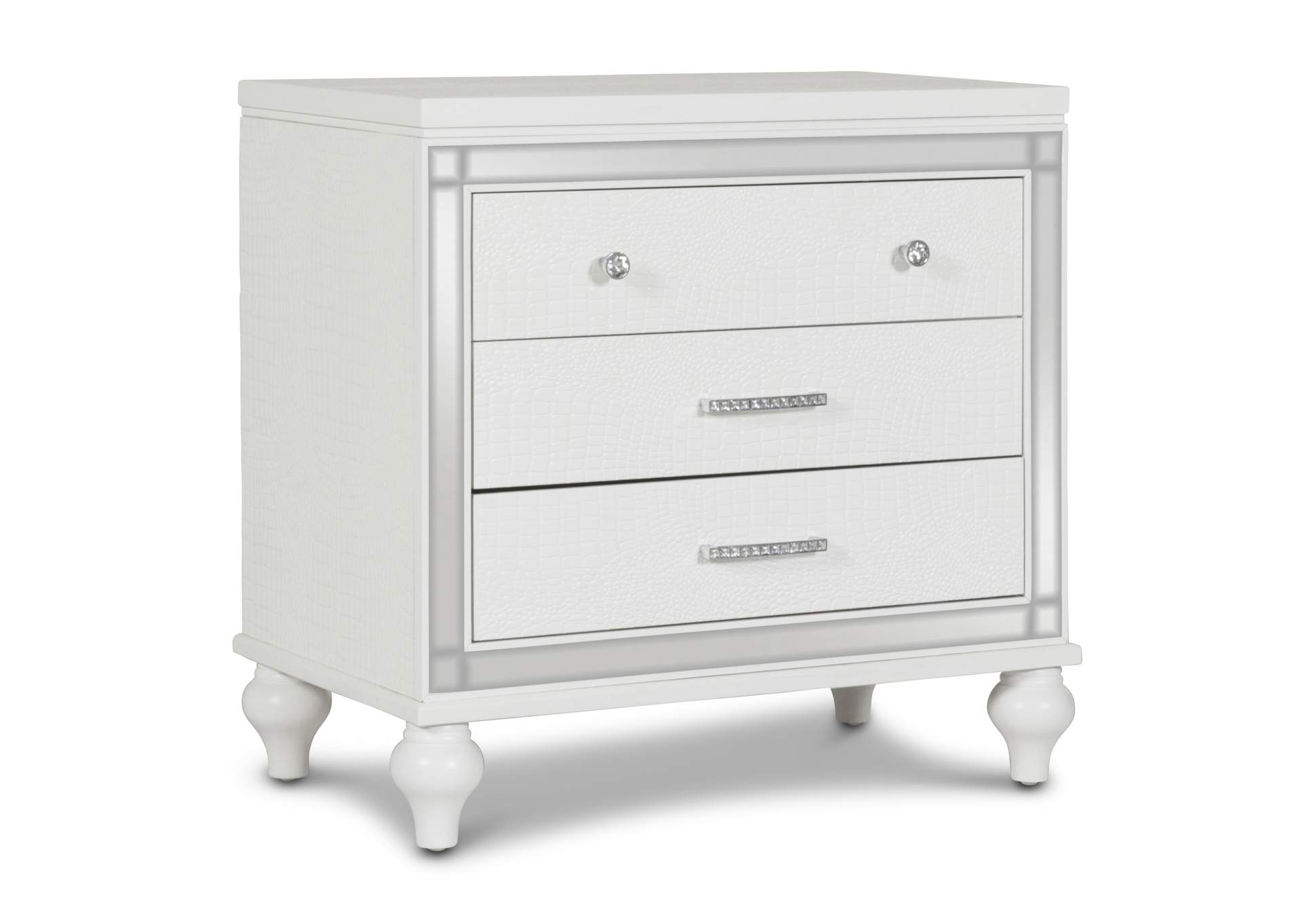 Valentino King Bed 5pc Bed,Dresser,Mirror,Nightstand,Chest White image 2