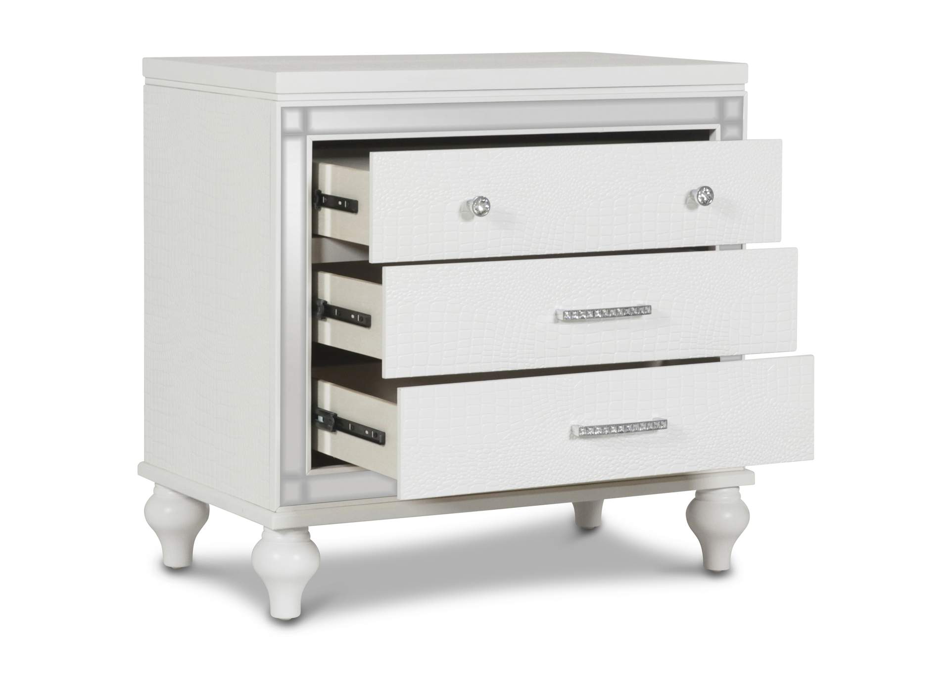 Valentino King Bed 5pc Bed,Dresser,Mirror,Nightstand,Chest White image 28