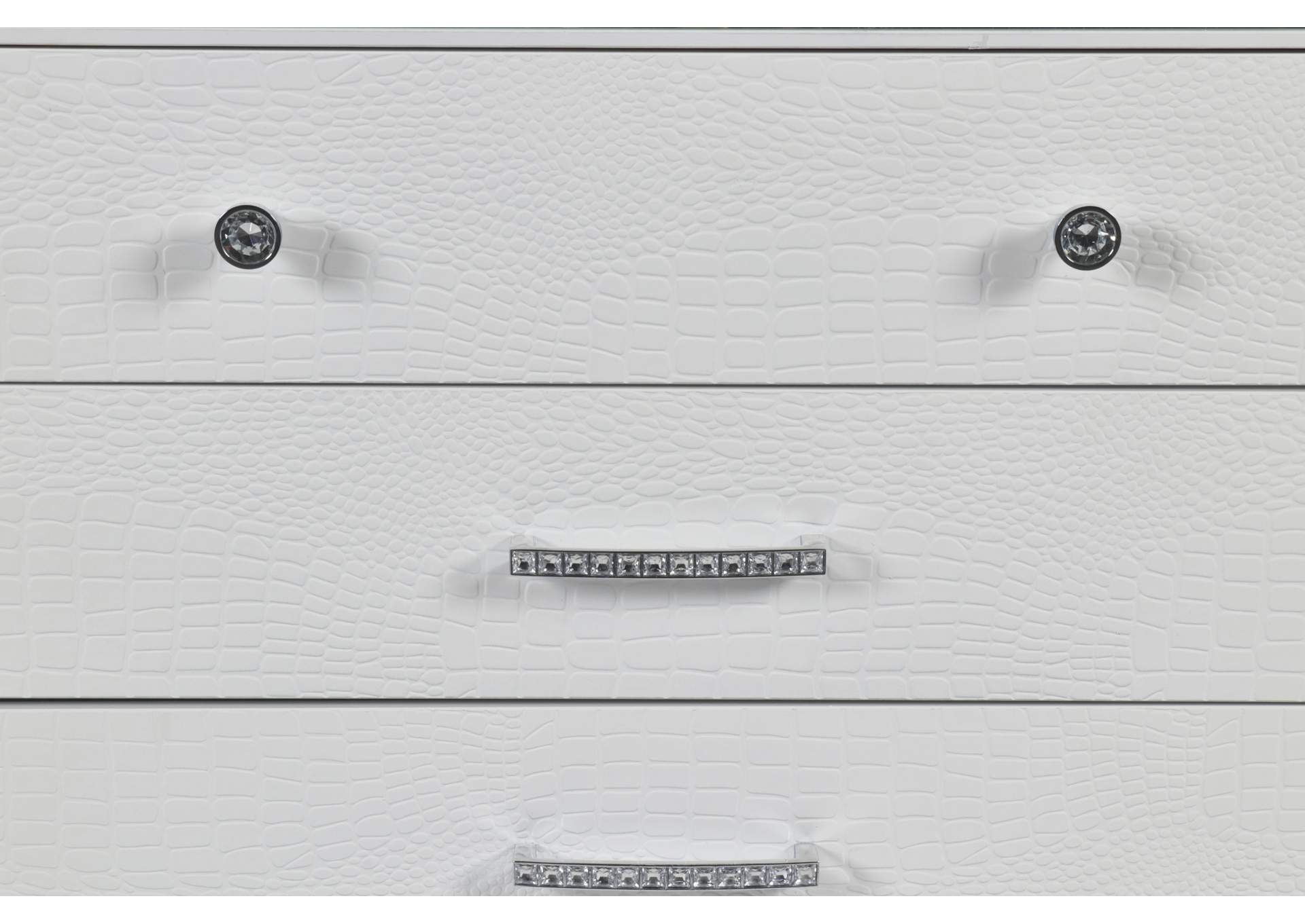 Valentino King Bed 5pc Bed,Dresser,Mirror,Nightstand,Chest White image 30