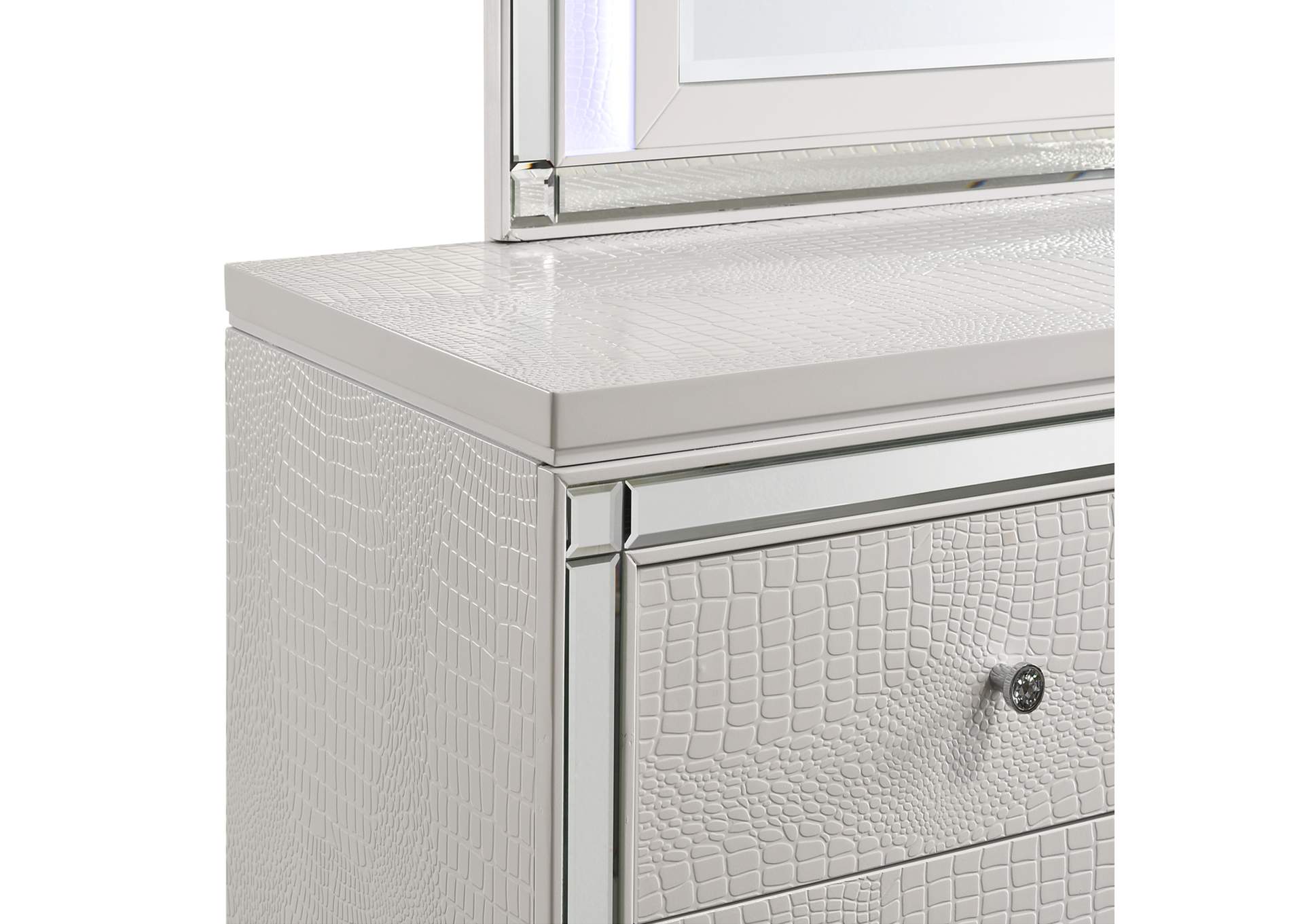 Valentino King Bed 5pc Bed,Dresser,Mirror,Nightstand,Chest White image 25