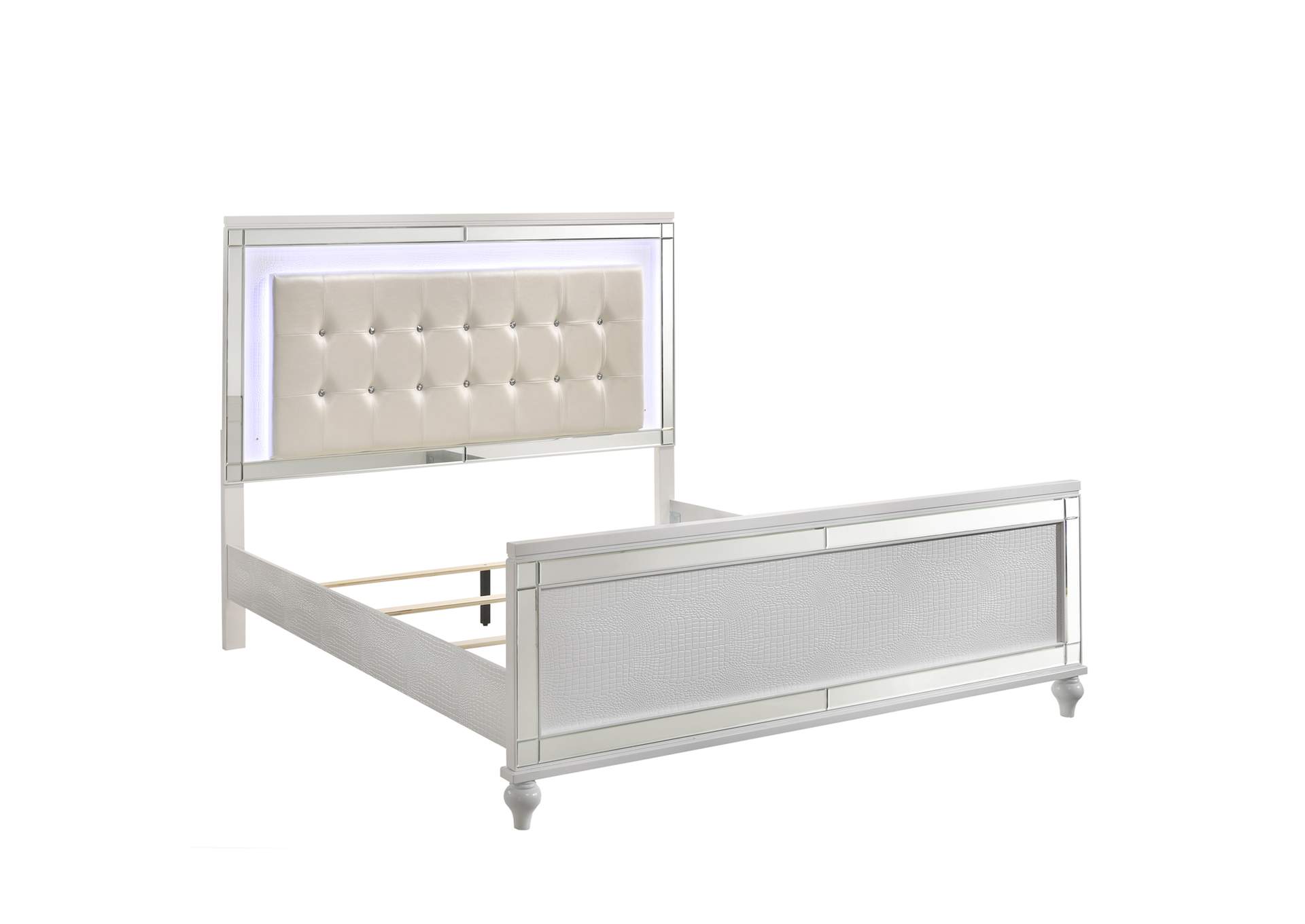 Valentino King Bed 5pc Bed,Dresser,Mirror,Nightstand,Chest White image 9