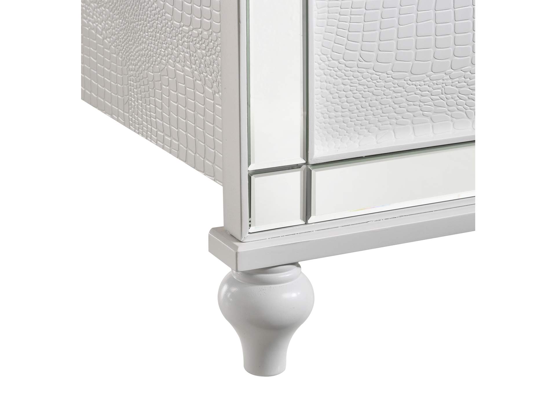 Valentino King Bed 5pc Bed,Dresser,Mirror,Nightstand,Chest White image 18