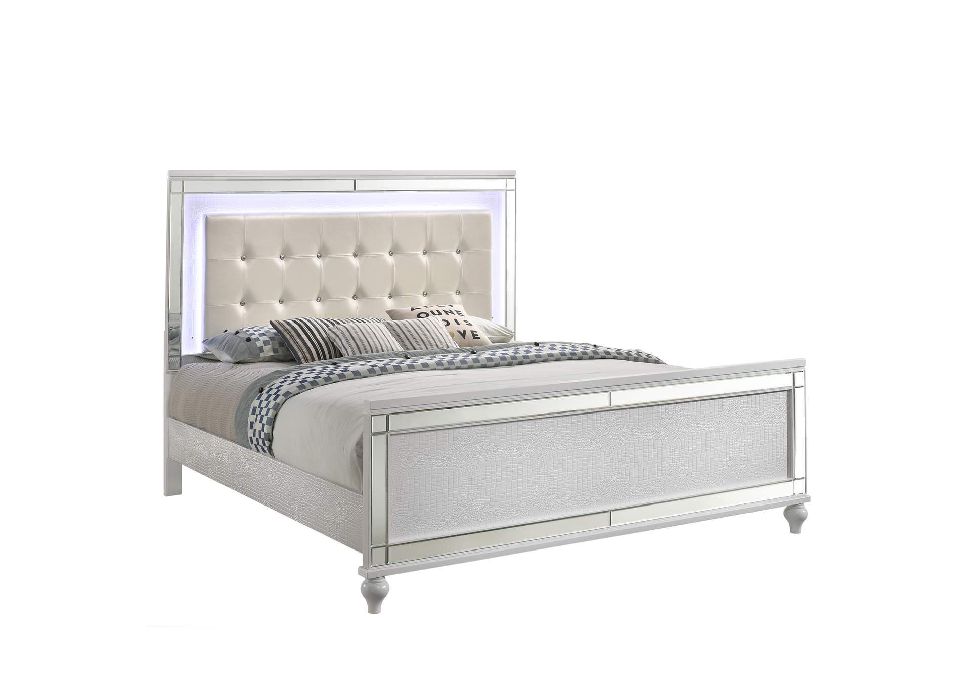 Valentino Queen Bed 4pc Bed,Dresser,Mirror,Nightstand White image 10