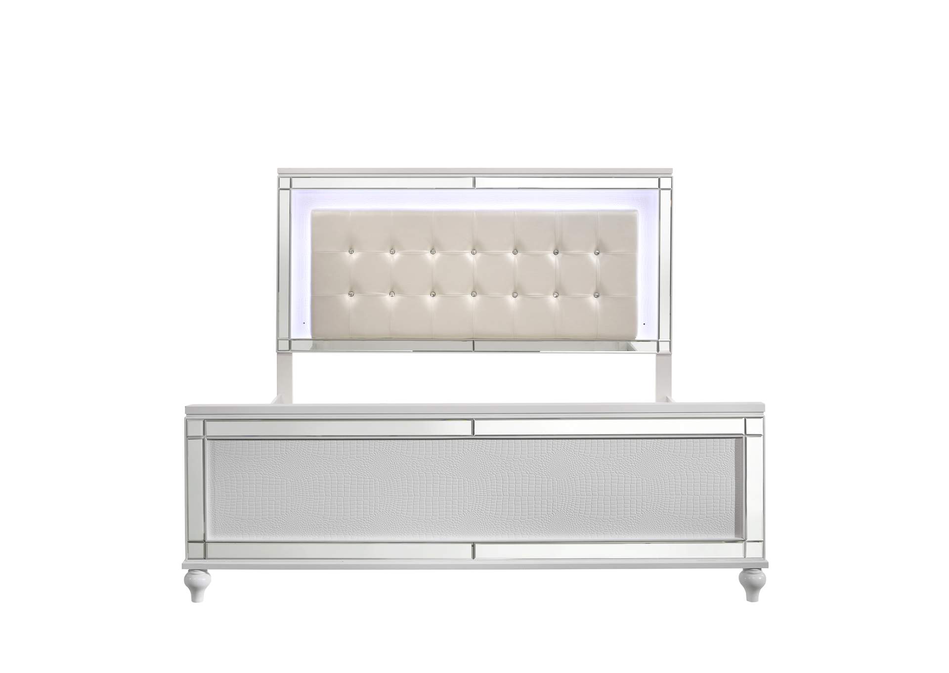 Valentino Queen Bed 4pc Bed,Dresser,Mirror,Nightstand White image 13