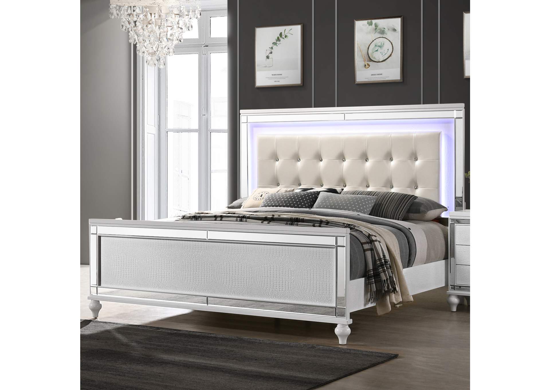 Valentino King Bed - White