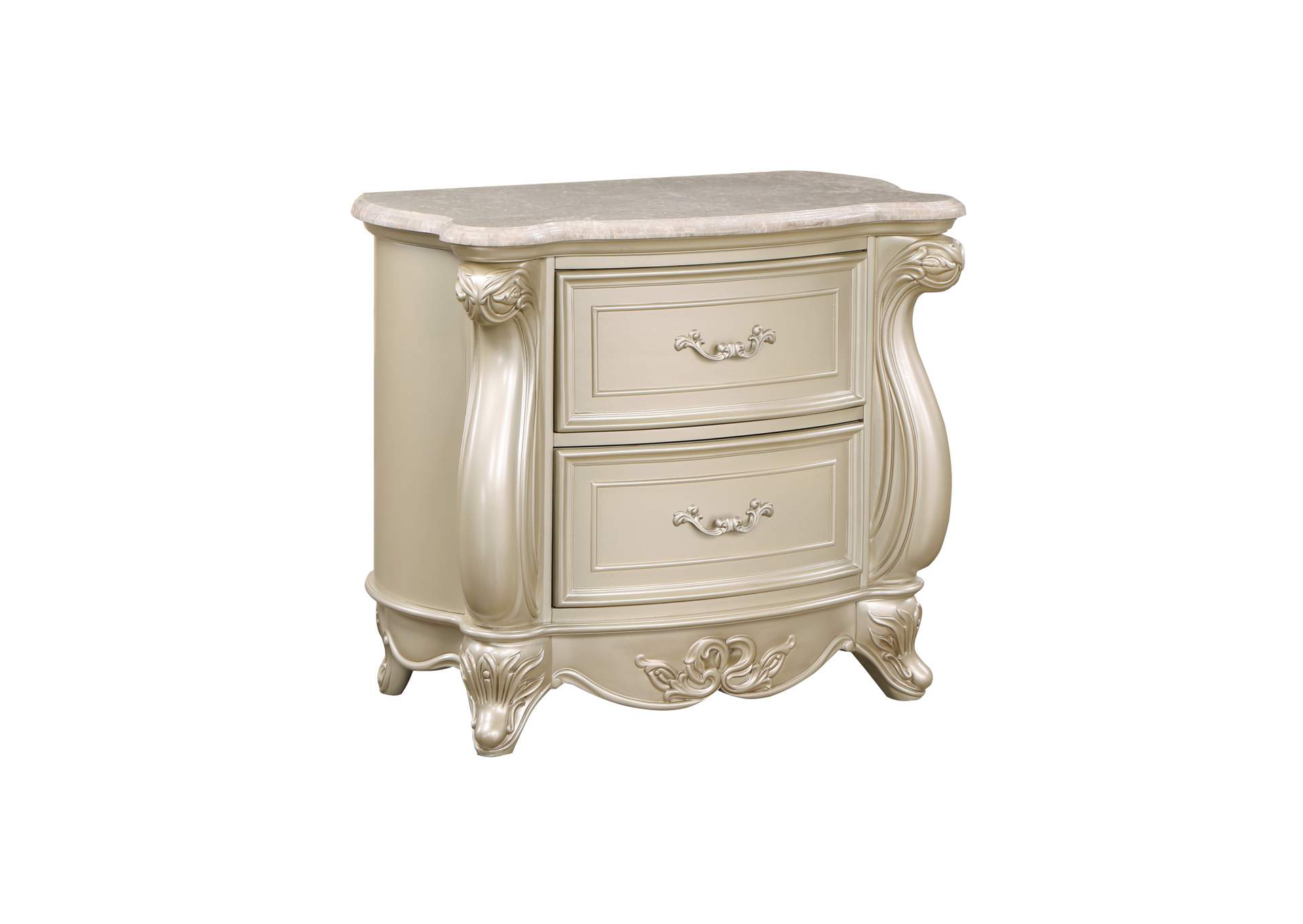 Monique Nightstand With Marble Top - Champagne