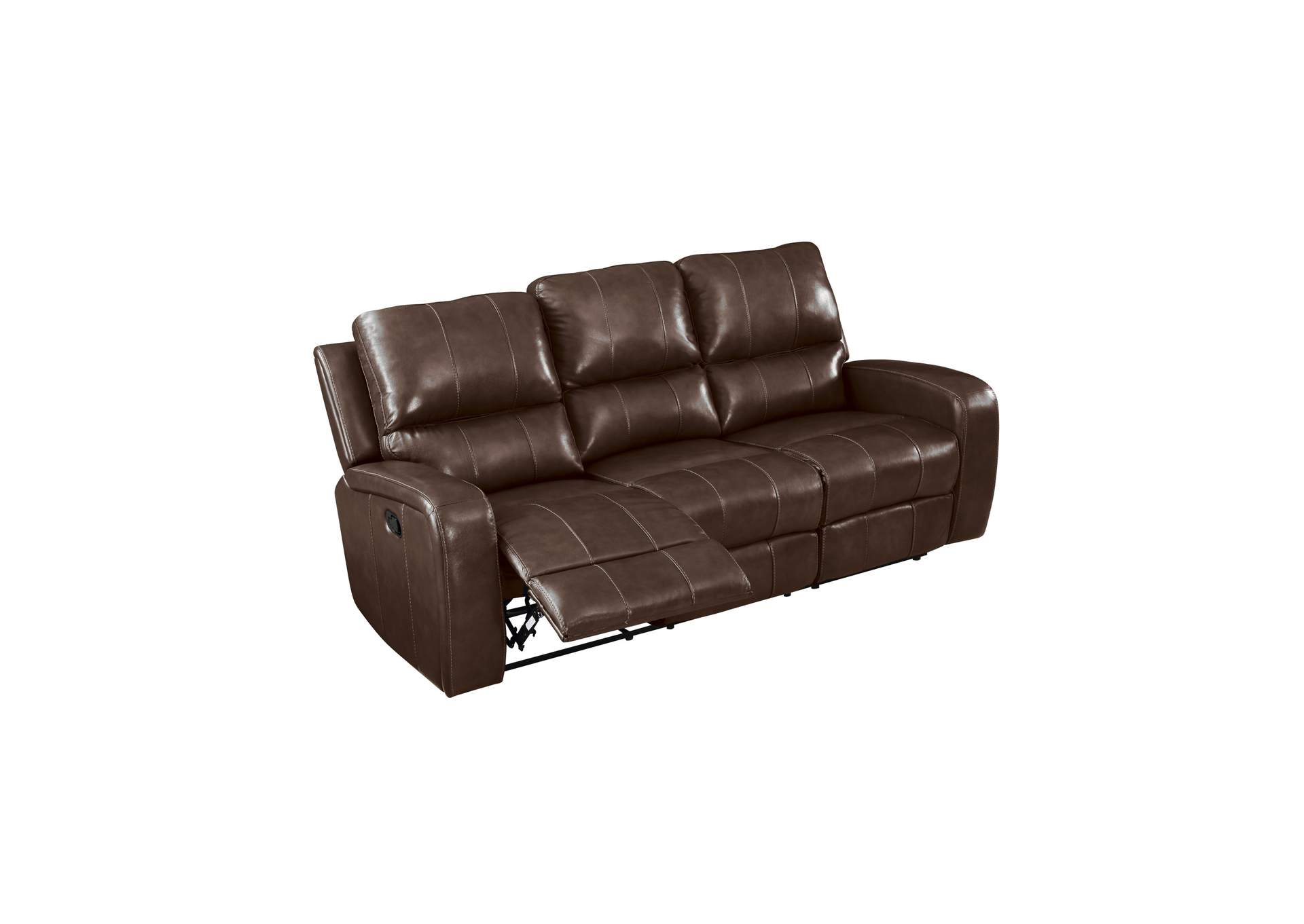 Linton Leather Sofa With Dual Recliner - Brown