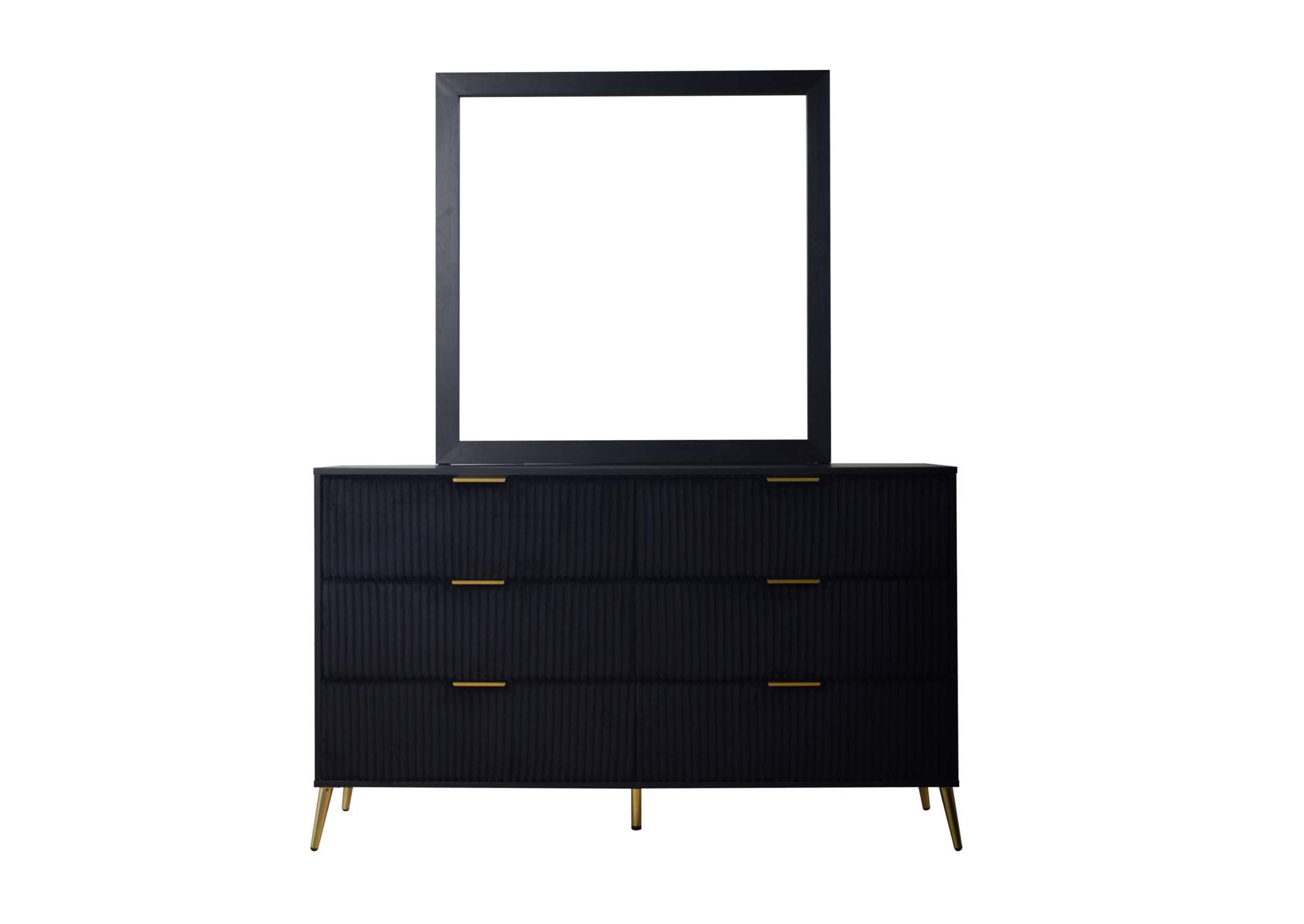 KAILANI - KING 4 PIECE SET - BED, DRESSER, MIRROR, CHEST - BLACK