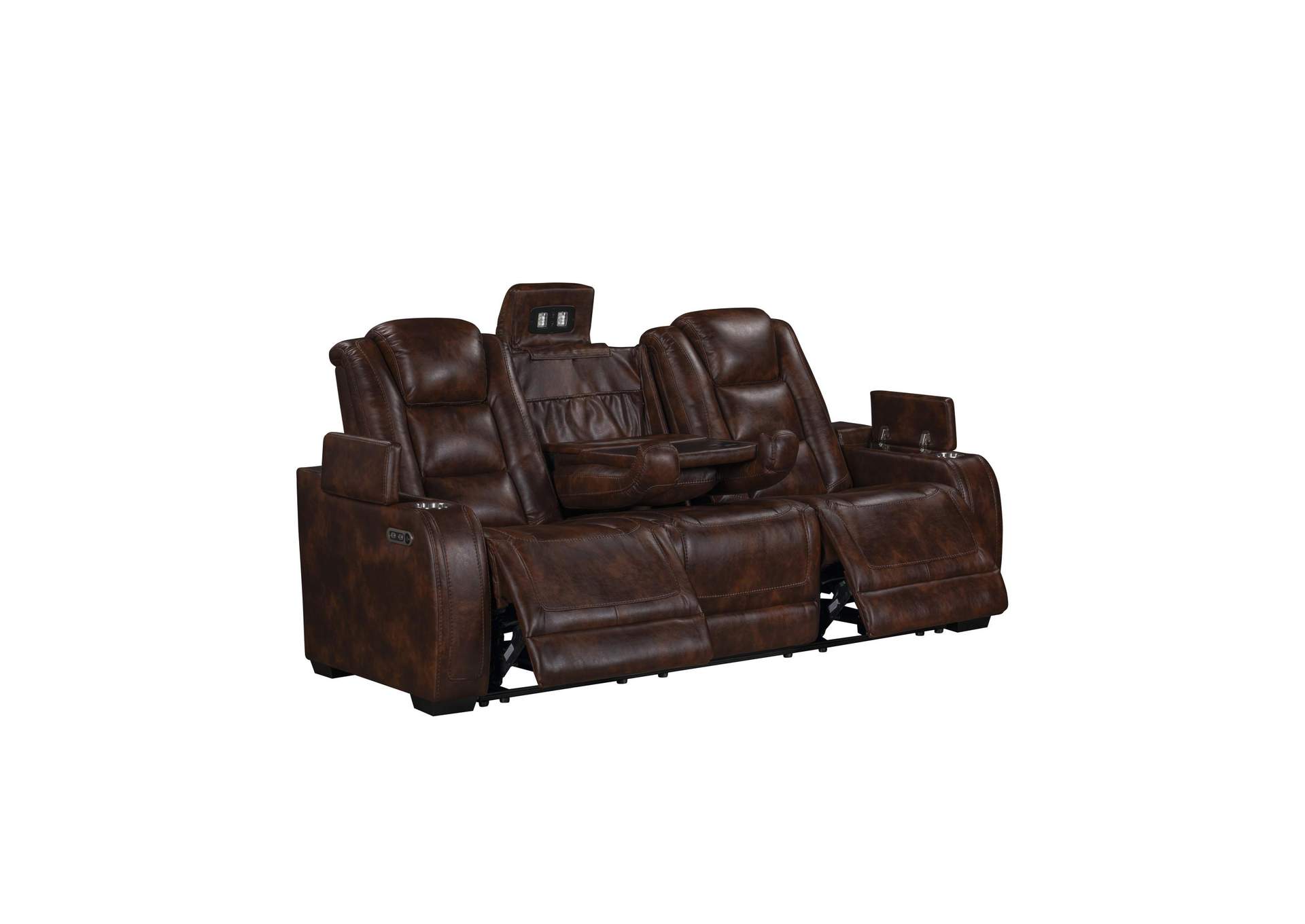 CHESTER RECLINING SOFA WITH POWER HEAD REST AND FOOT REST - BROWN image 4