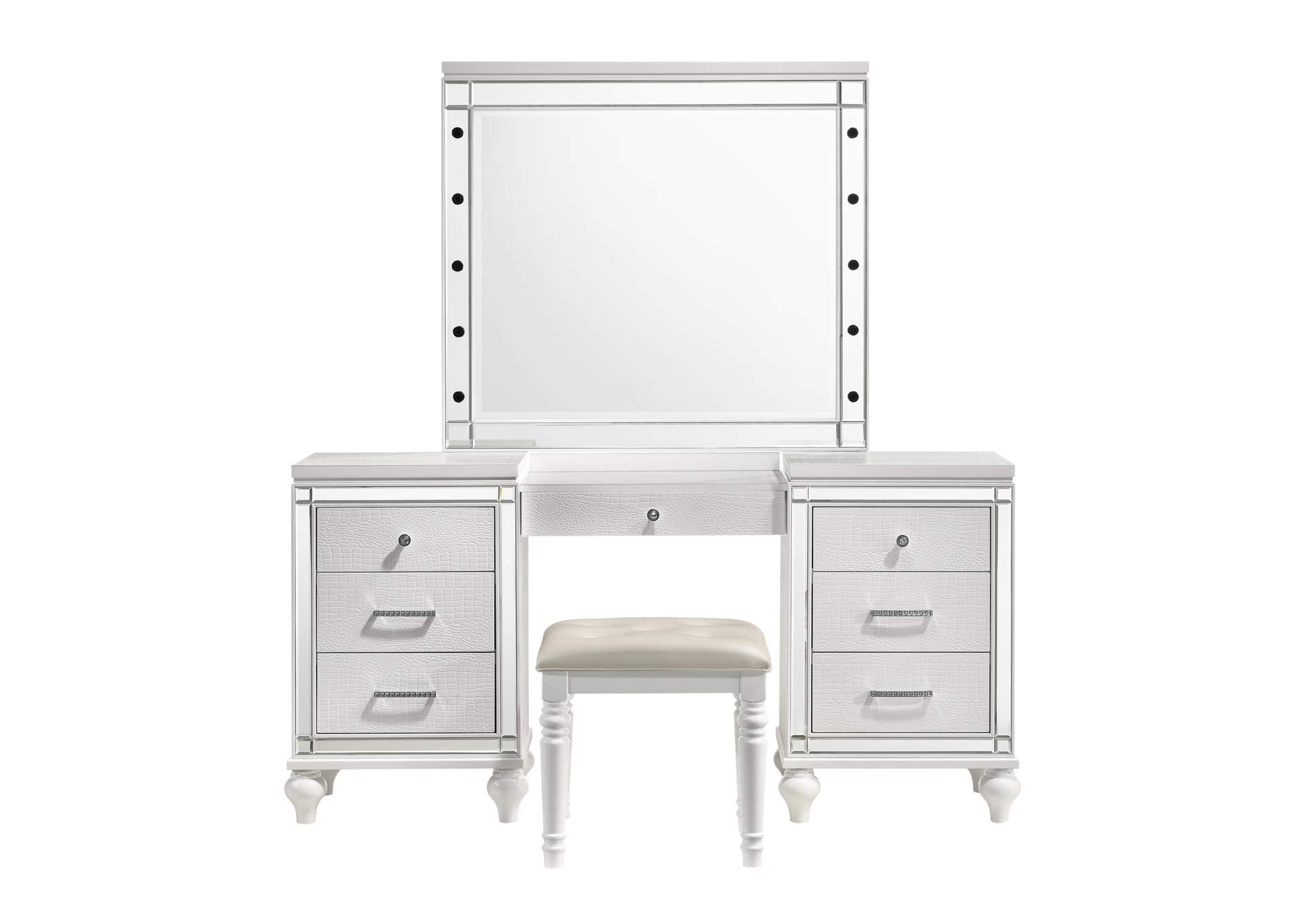 Valentino Vanity Table Mirror - Bulbs Not Included - White