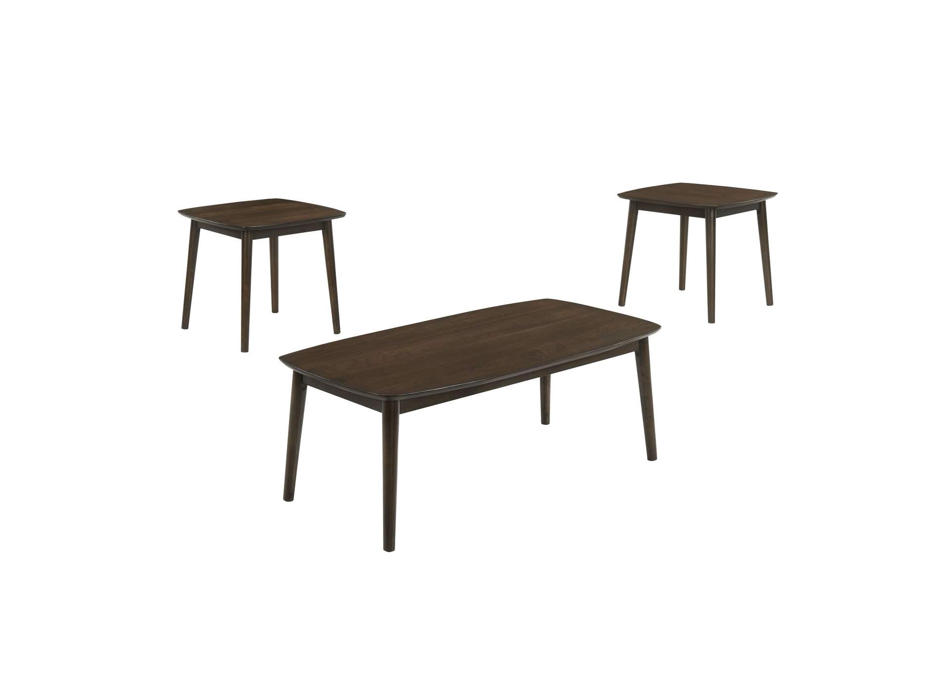 Felix Coffee Table And 2 End Table Set - Dark - Walnut