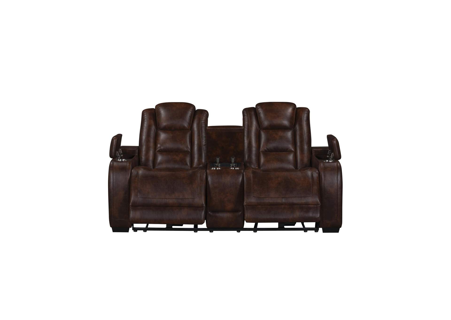 CHESTER RECLINING CONSOLE LOVESEAT WITH POWER HEAD REST AND FOOT REST - BROWN image 5
