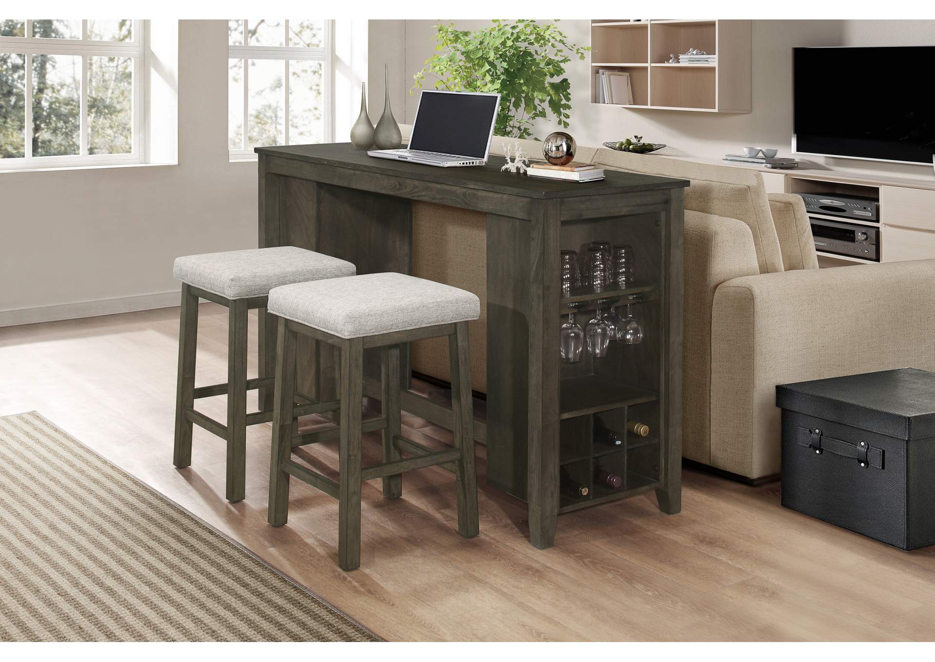 Churon Gathering Bar Table And 2 Stools - 3 Piece Set