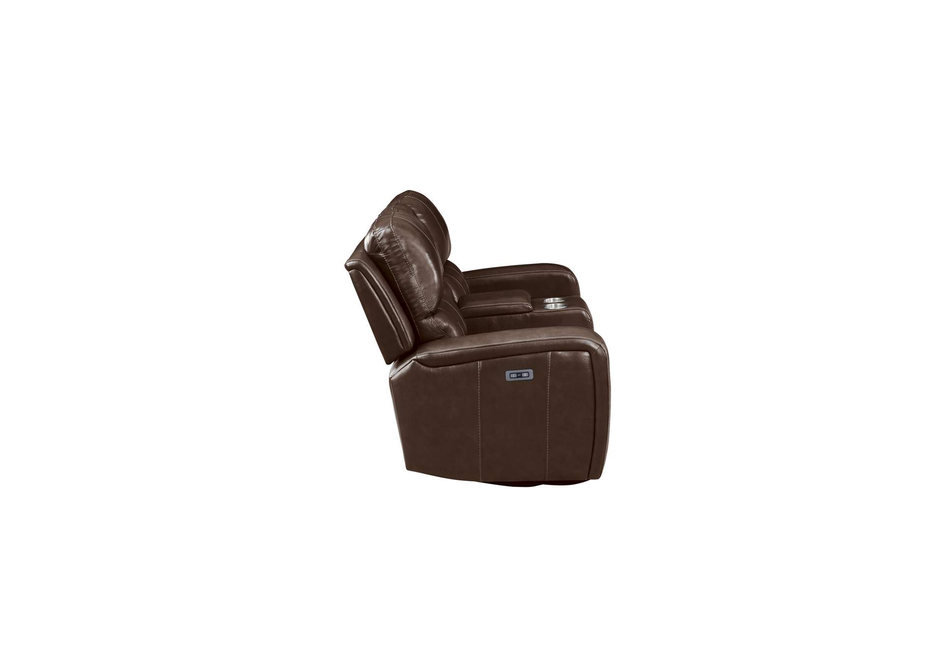 Linton Leather Power 1 - 2 Piece Set Sofa - Love Power Foot Rest - Brown
