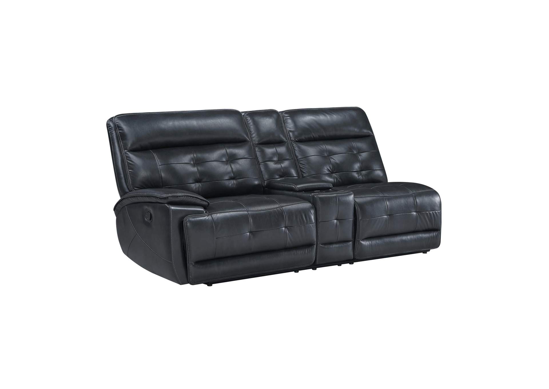 WARNER LEFT ARM FACING CONSOLE LOVESEAT WITH 2 RECLINERS - BLACK image 1