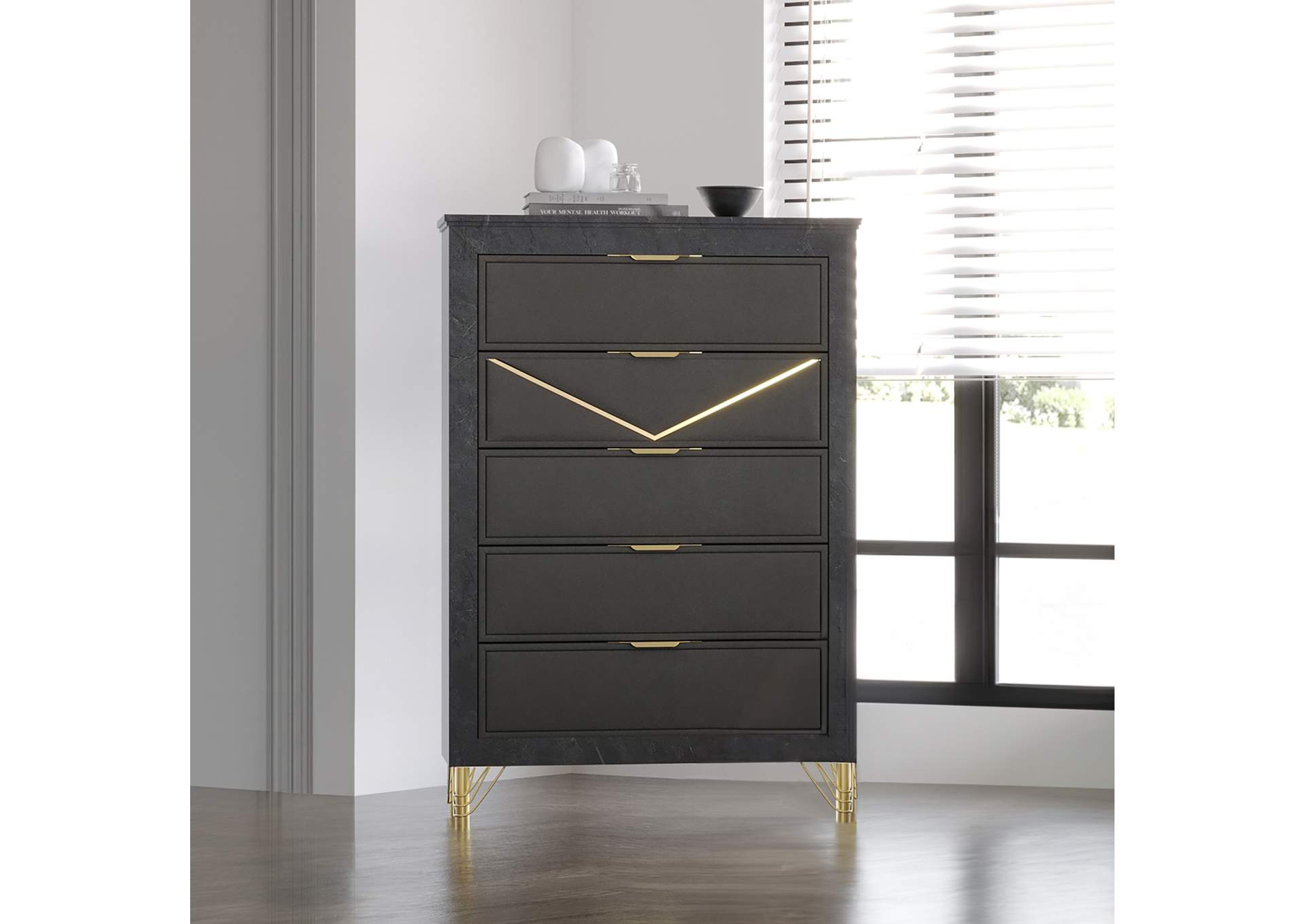 SYMMETRY 5 DRAWER CHEST - CHARCOAL image 1