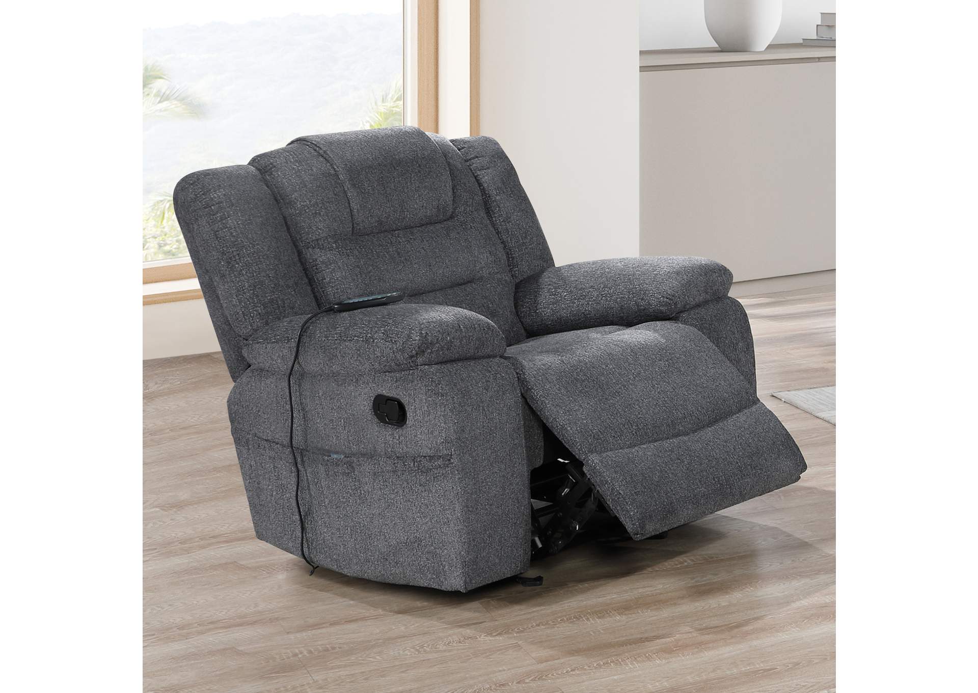 REDONDO GLIDER RECLINER WITH HEAT AND MASSAGE - DARK - GRAY