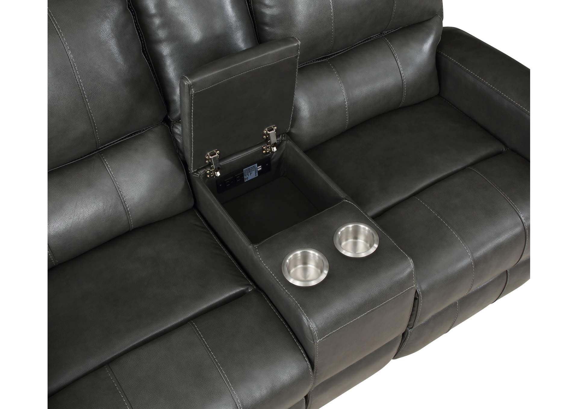 Linton Leather Power Power 1 3 Piece - Sofa, Loveseat, Reclining - Gray