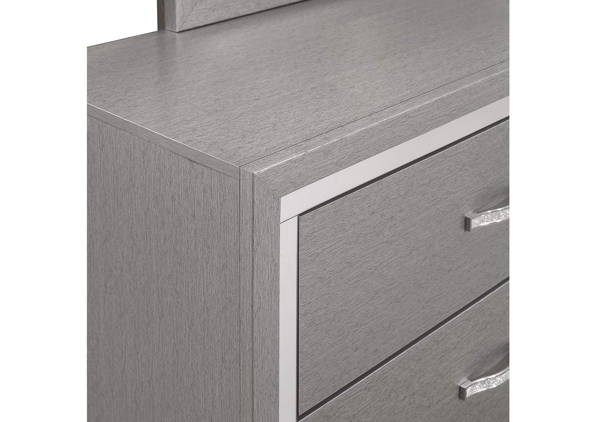 HUXLEY - 2 PIECE DRESSER AND MIRROR SET - GRAY