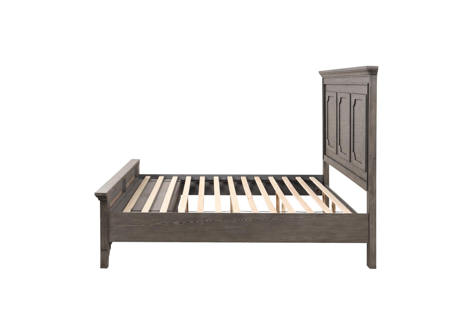 Lisbon 4 Piece California King Set - Bed, Dresser, Mirror And Nightstand - Gray