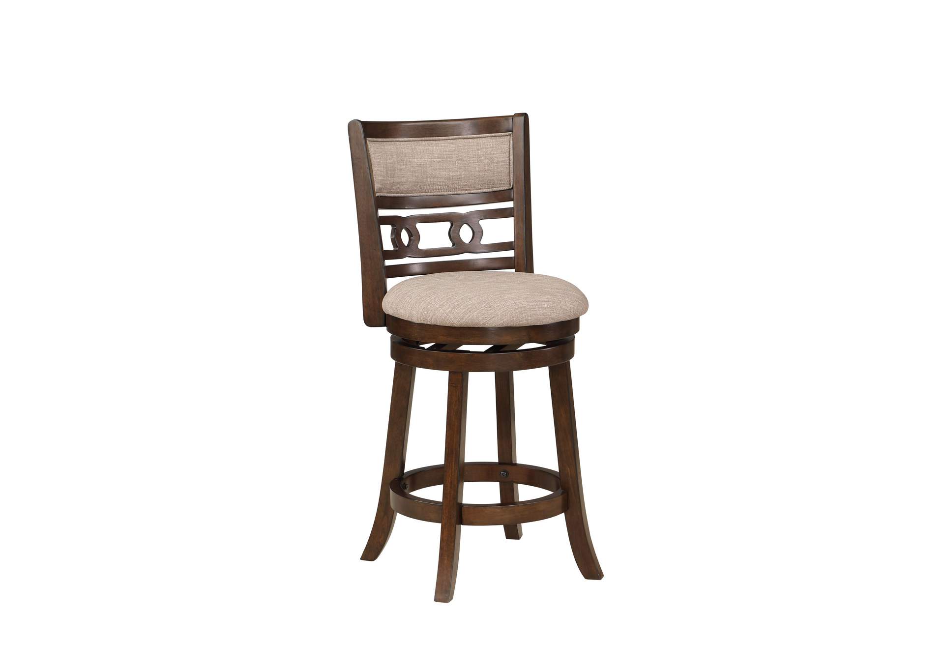Gia 24" Swivel Counter Stool - Cherry With Brown Fabric Seat