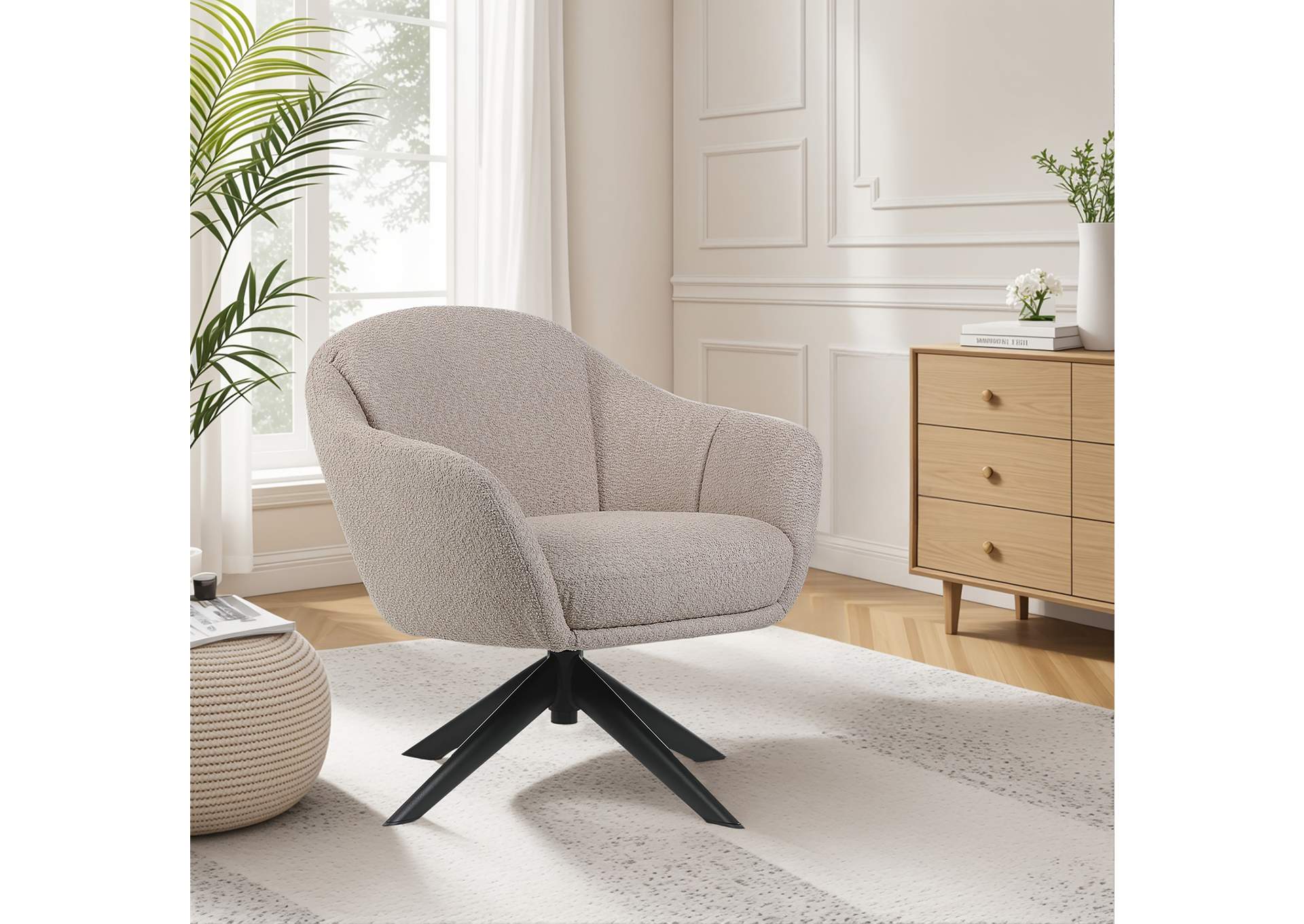 FLEMING TAUPE BOUCLE SWIVEL LOUNGE CHAIR image 10