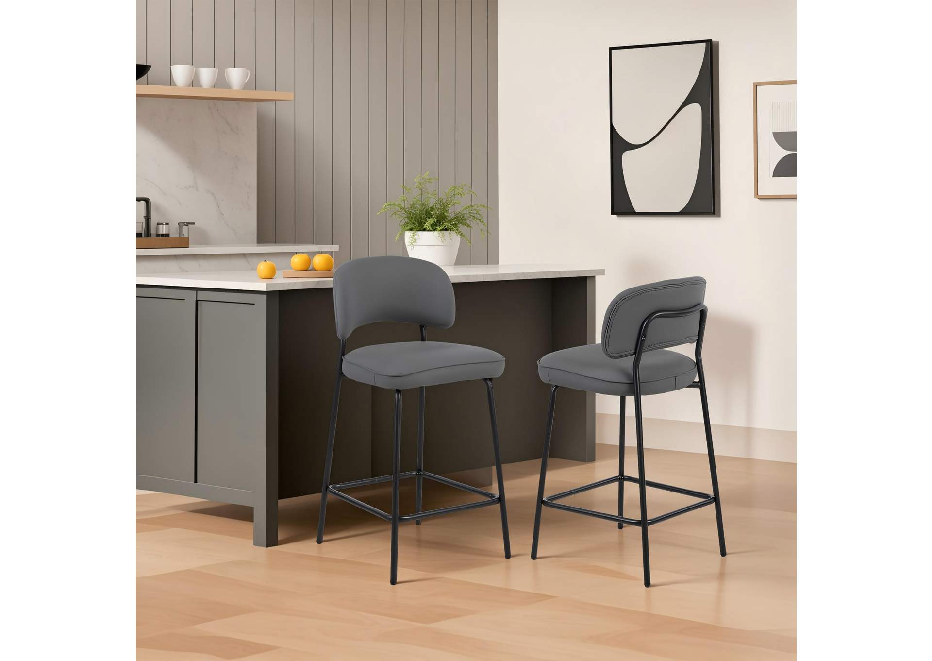 BLYTHE VEGAN LEATHER COUNTER CHAIR - 2 PER CARTON - GRAY