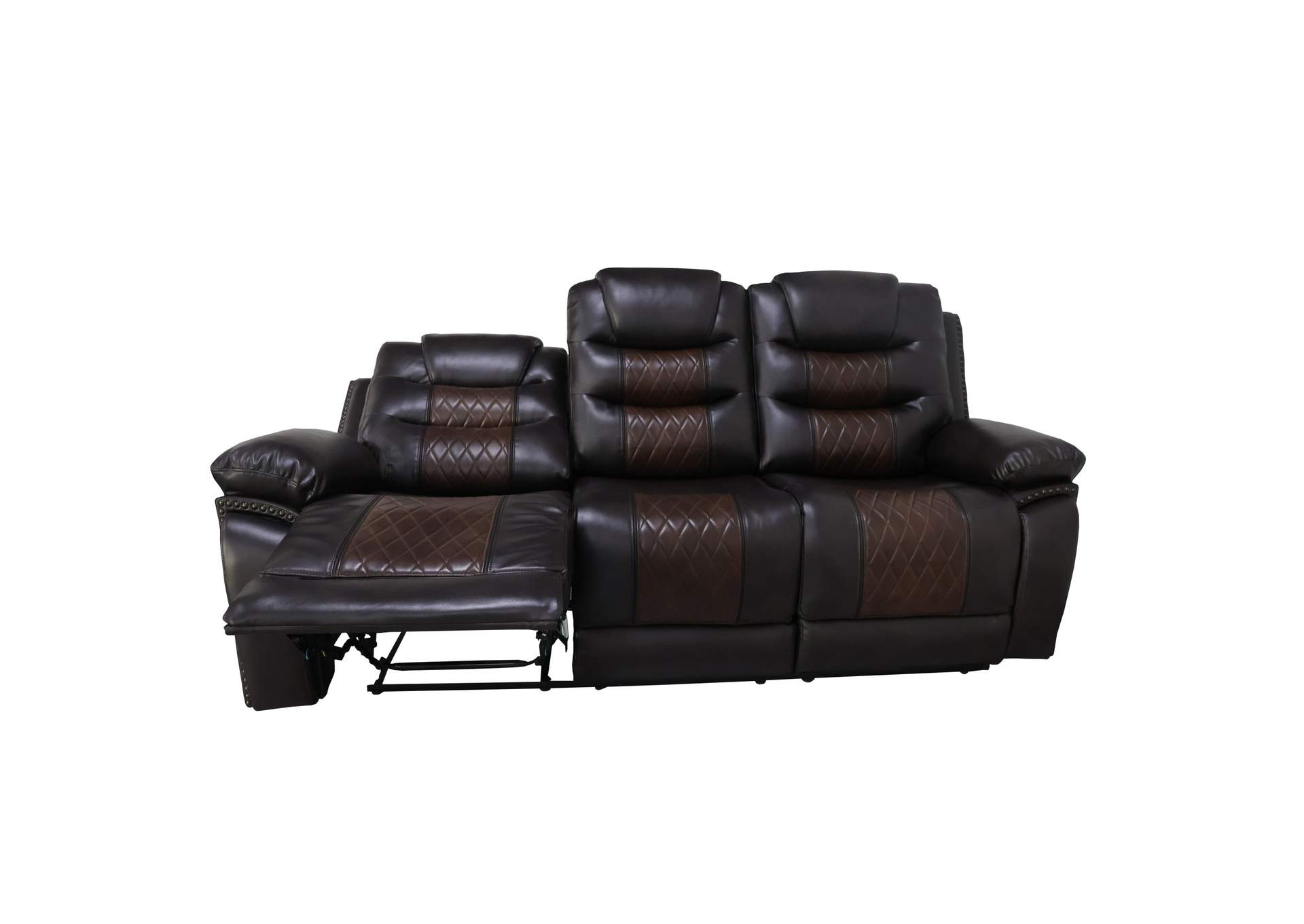 NIKKO POWER 1 - 2 PIECE SOFA - LOVE POWER FOOT REST - BROWN