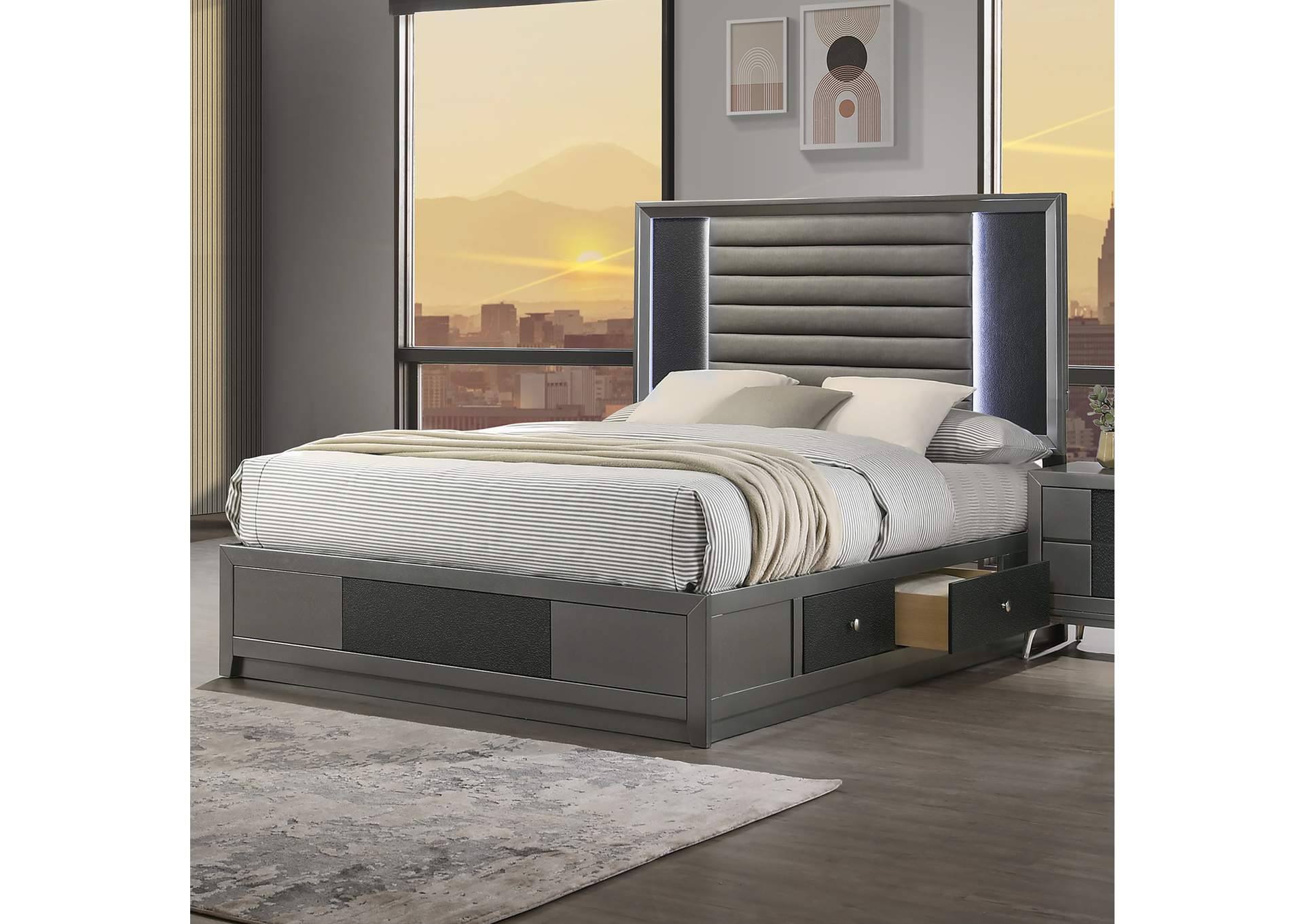 Nocturne - King 4 Piece Set - Bed, Dresser, Mirror, Nightstand