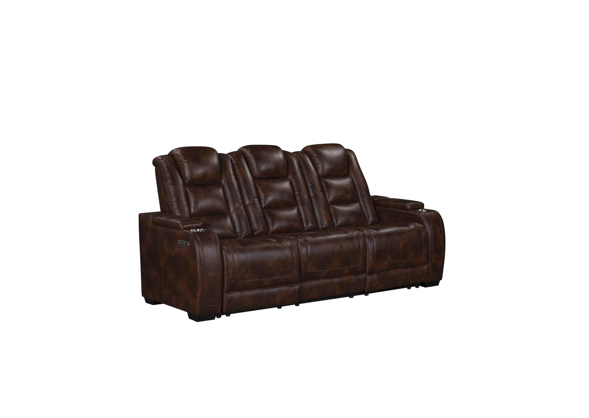 CHESTER RECLINING SOFA WITH POWER HEAD REST AND FOOT REST - BROWN image 1