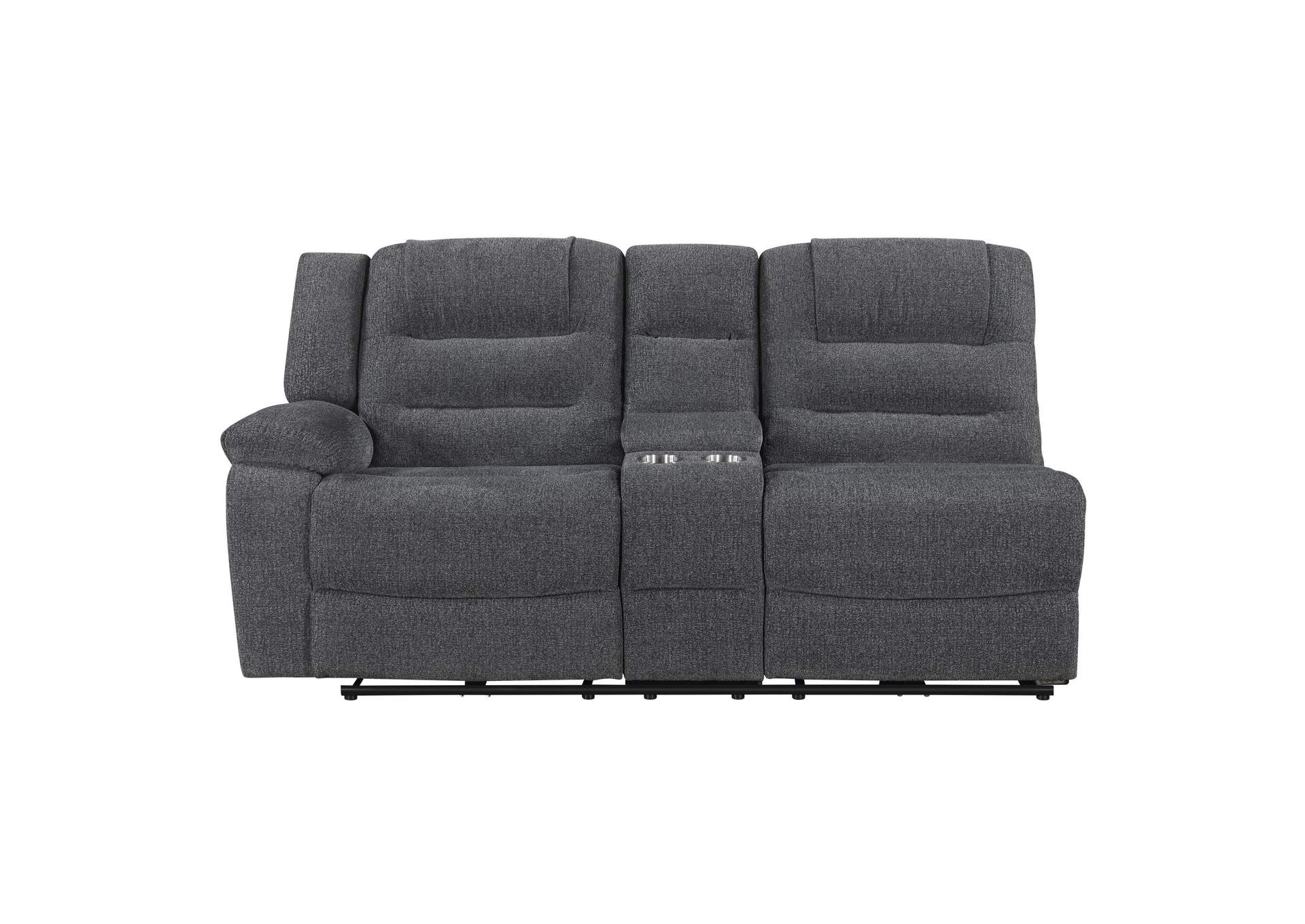 REDONDO LEFT ARM FACING CONSOLE LOVESEAT WITH 2 RECLINERS POWER FOOT REST - DARK - GRAY image 3