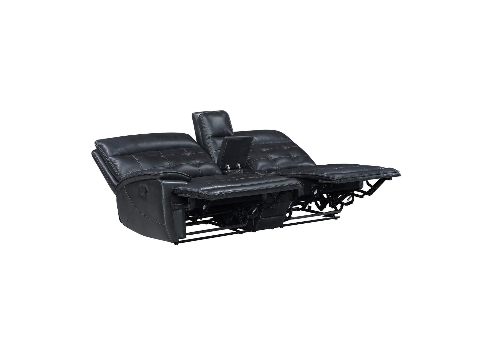 WARNER LEFT ARM FACING CONSOLE LOVESEAT WITH 2 RECLINERS - BLACK image 5