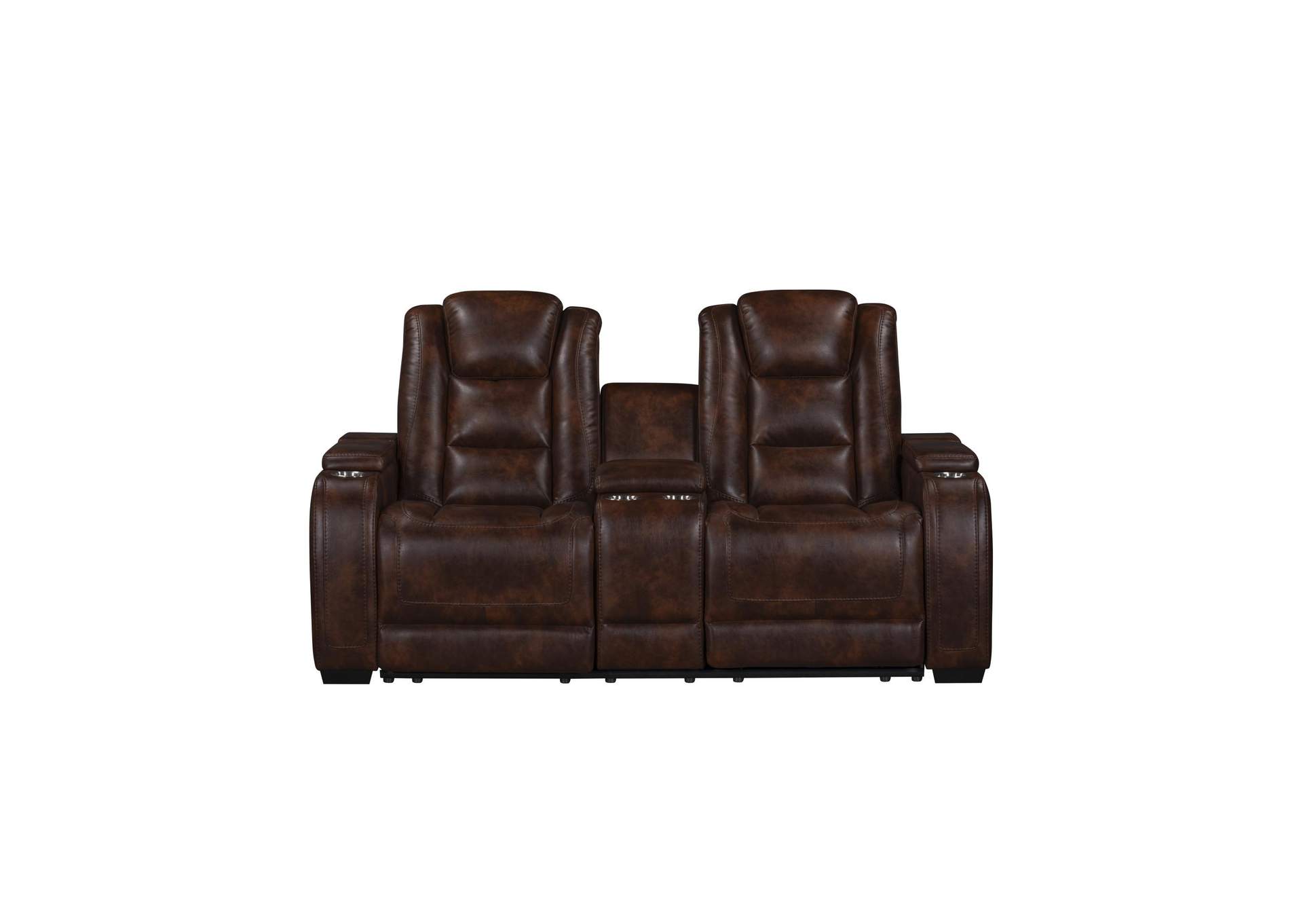 CHESTER RECLINING CONSOLE LOVESEAT WITH POWER HEAD REST AND FOOT REST - BROWN image 3
